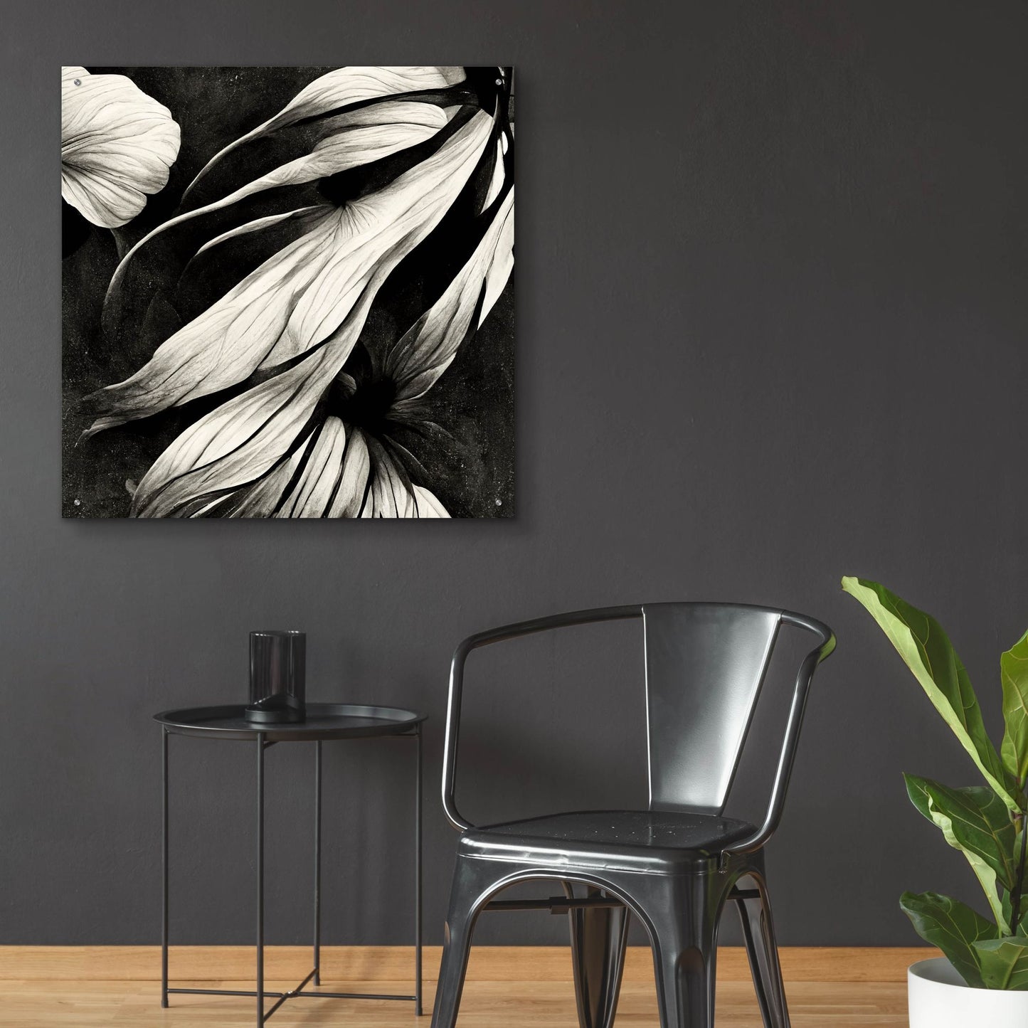 Epic Art 'Flowers Black White 11' by Ray Heere, Acrylic Glass Wall Art,36x36