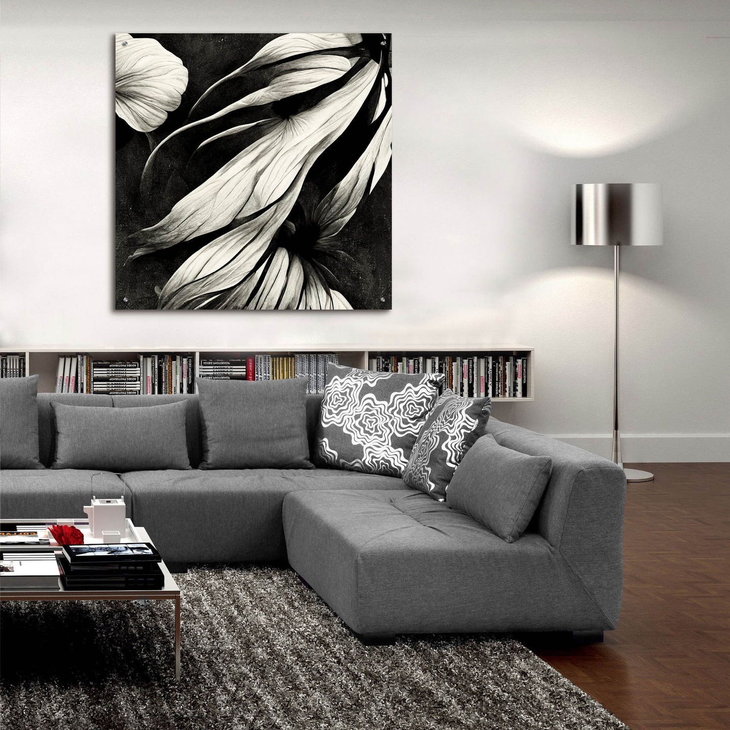 Epic Art 'Flowers Black White 11' by Ray Heere, Acrylic Glass Wall Art,36x36