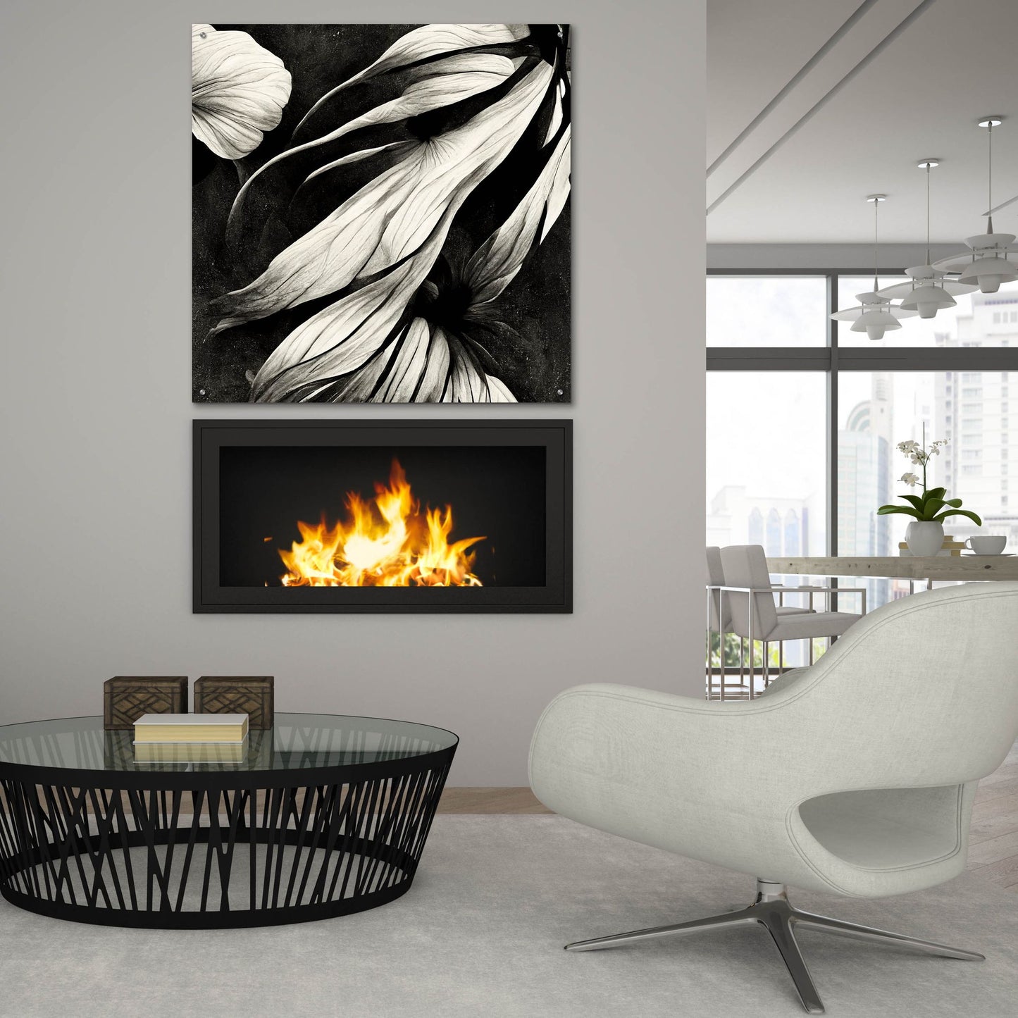 Epic Art 'Flowers Black White 11' by Ray Heere, Acrylic Glass Wall Art,36x36