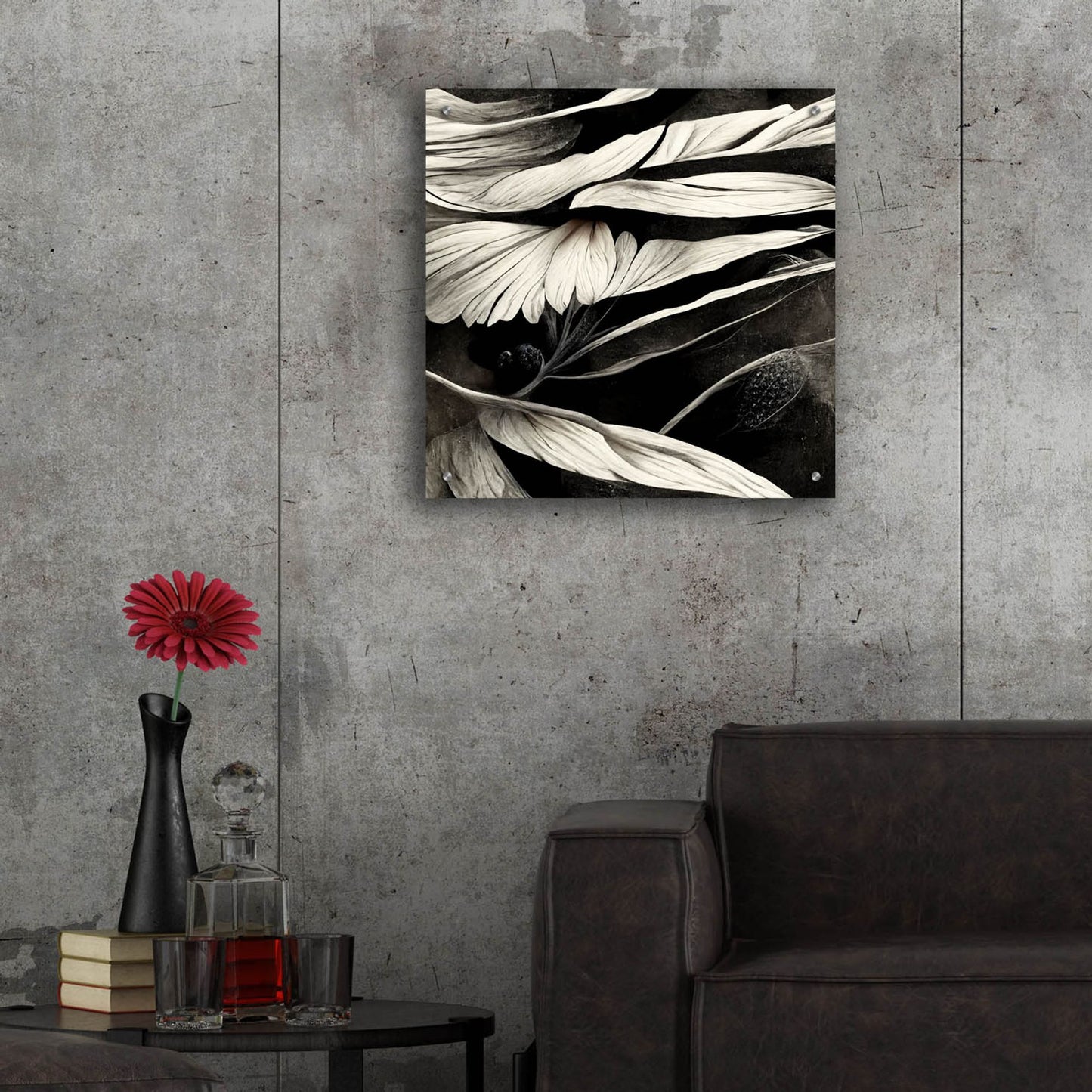 Epic Art 'Flowers Black White 12' by Ray Heere, Acrylic Glass Wall Art,24x24