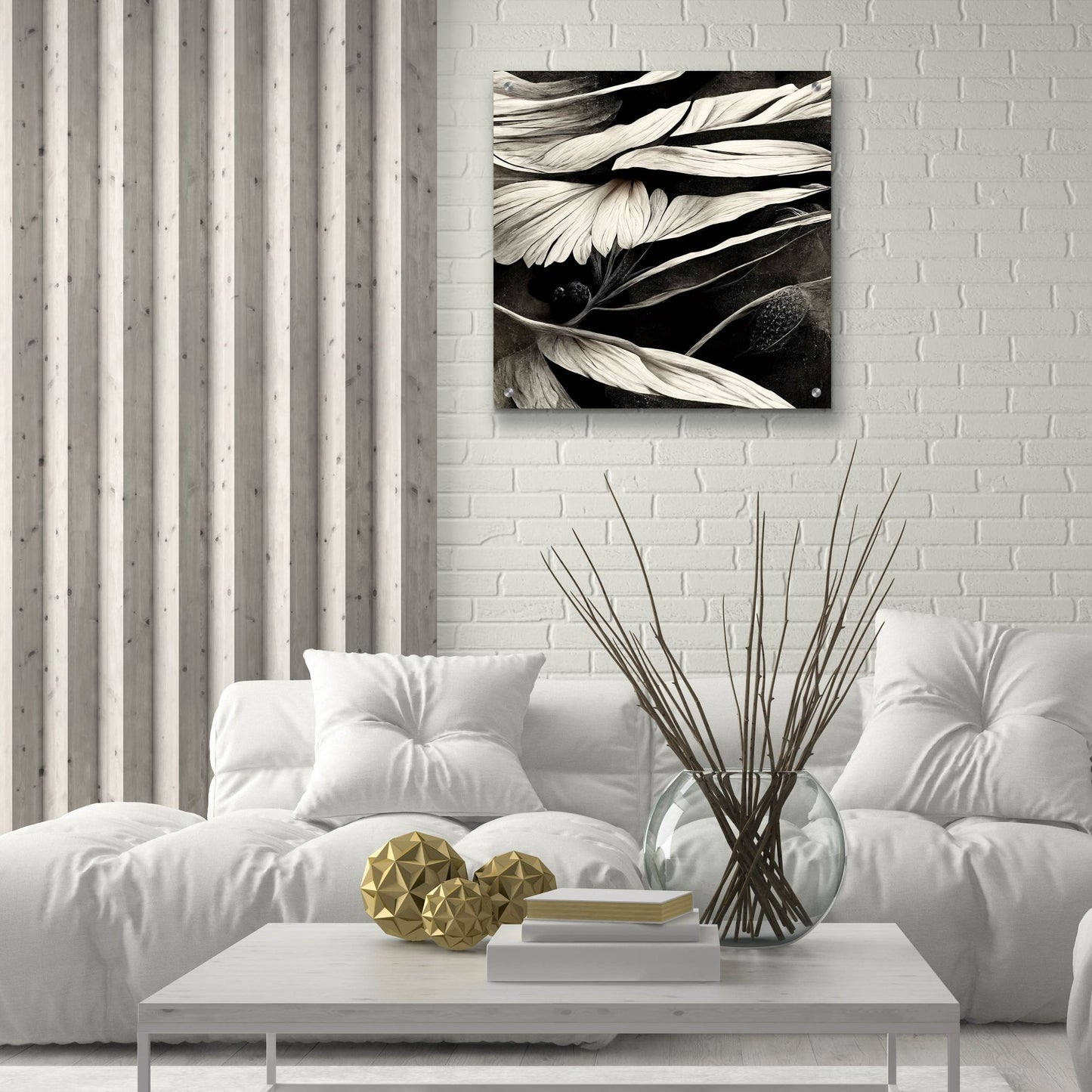 Epic Art 'Flowers Black White 12' by Ray Heere, Acrylic Glass Wall Art,24x24