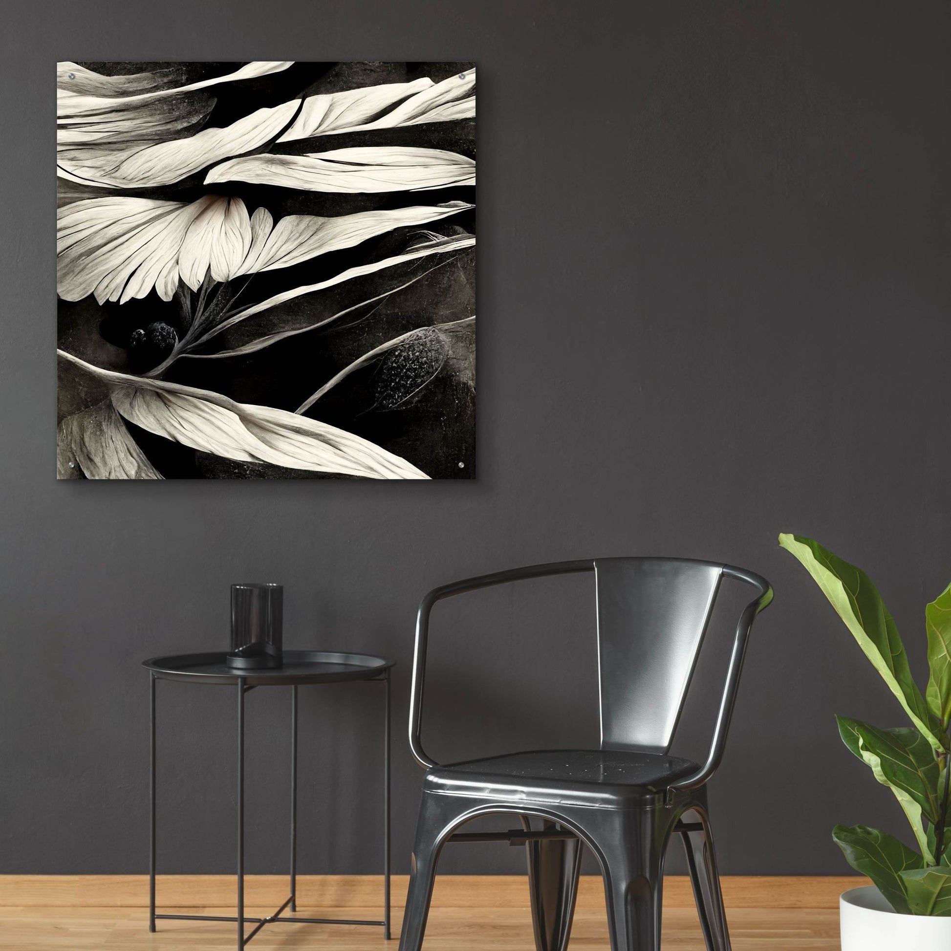 Epic Art 'Flowers Black White 12' by Ray Heere, Acrylic Glass Wall Art,36x36