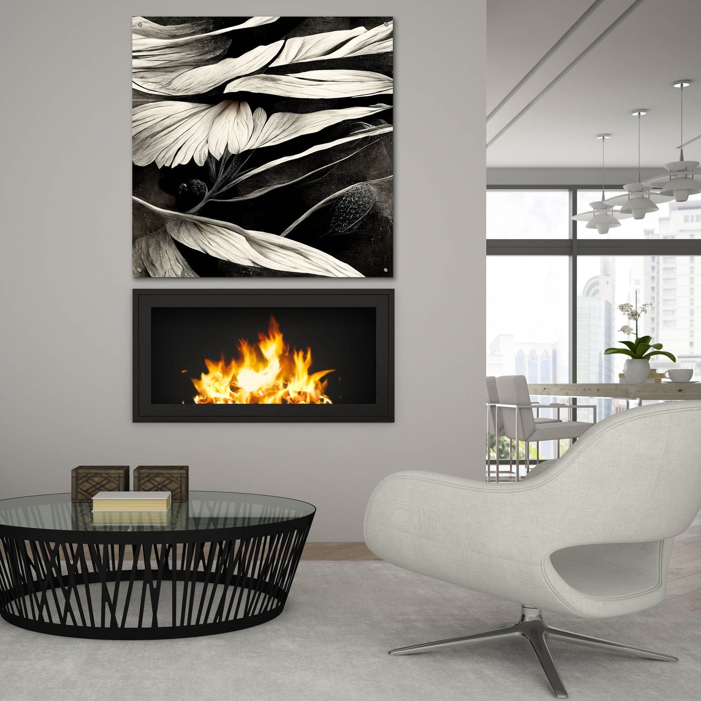 Epic Art 'Flowers Black White 12' by Ray Heere, Acrylic Glass Wall Art,36x36