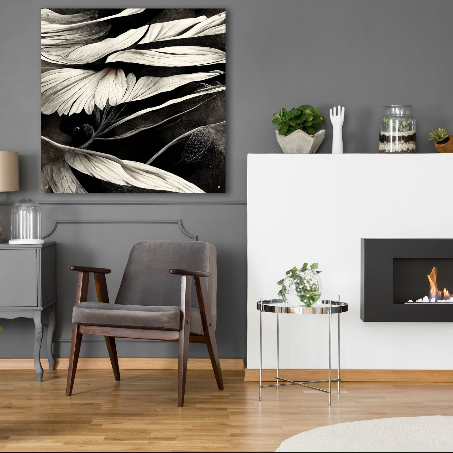 Epic Art 'Flowers Black White 12' by Ray Heere, Acrylic Glass Wall Art,36x36