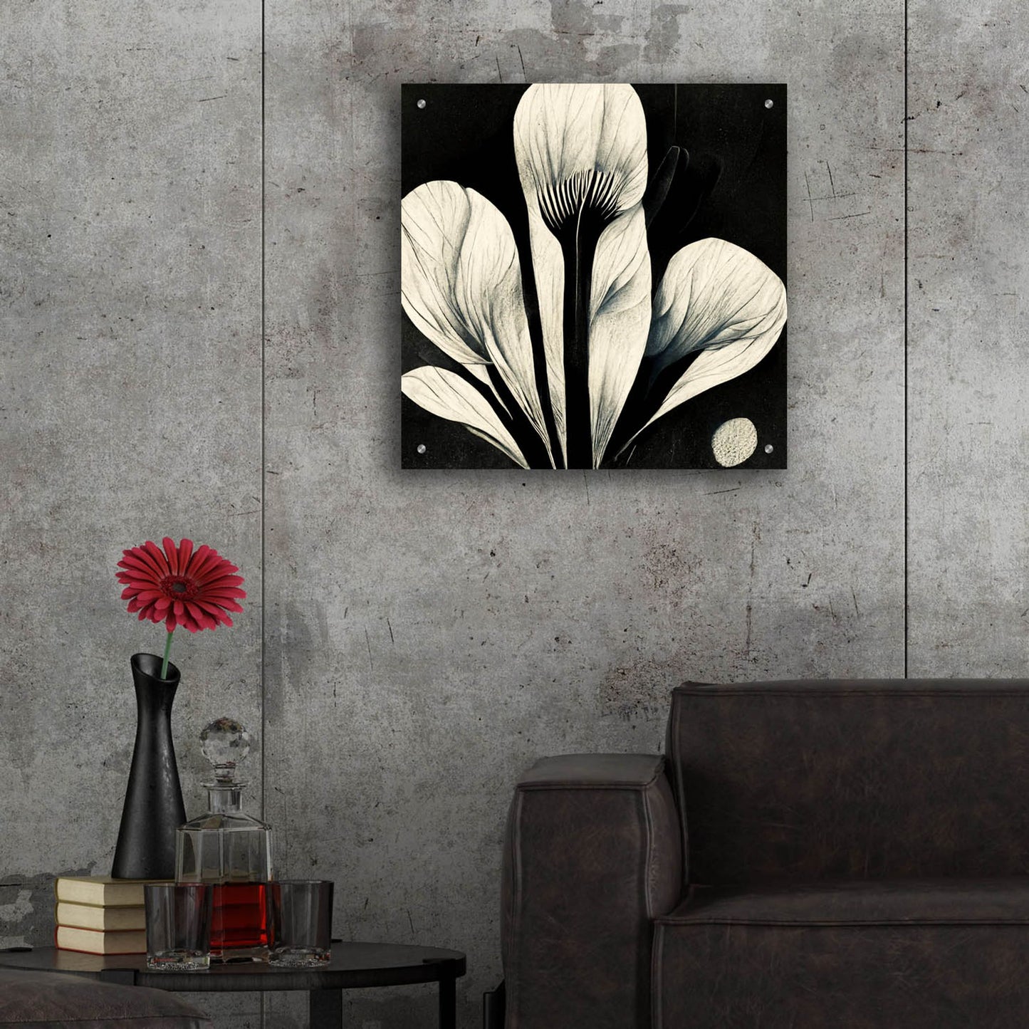 Epic Art 'Flowers Black White 13' by Ray Heere, Acrylic Glass Wall Art,24x24