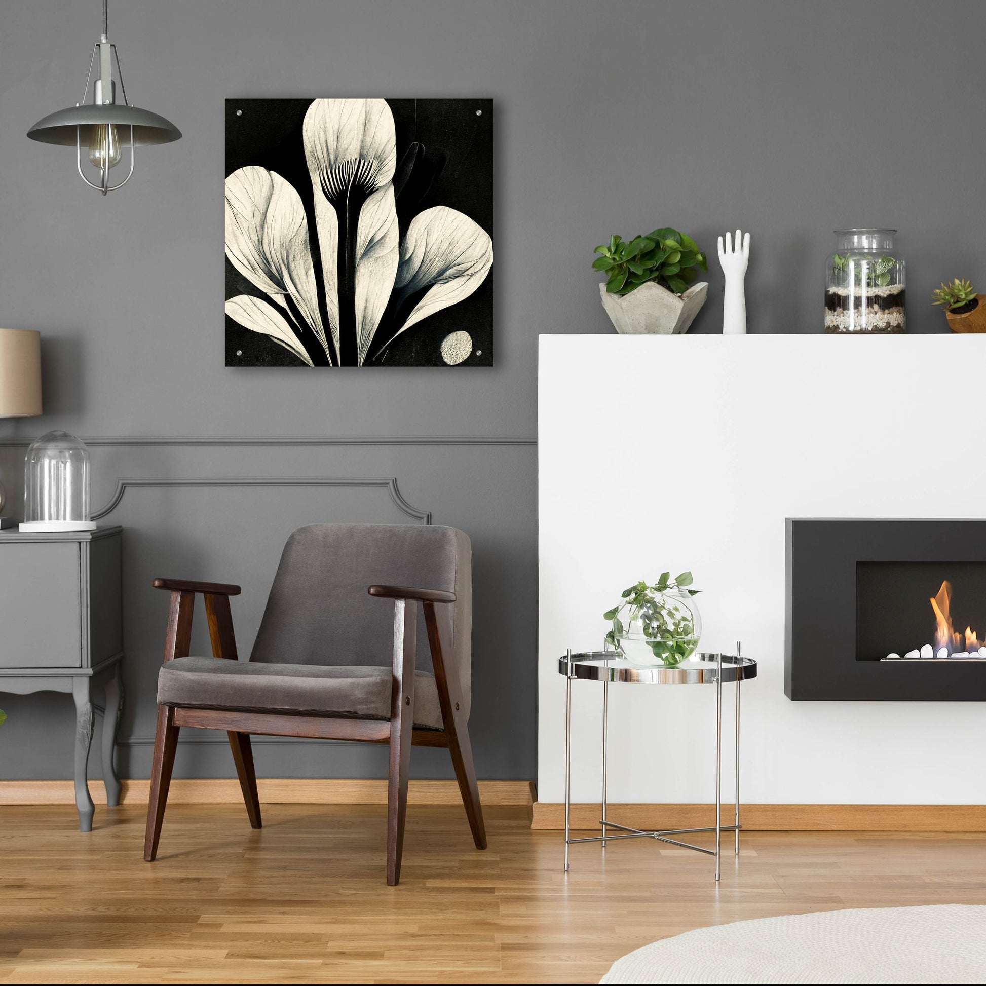 Epic Art 'Flowers Black White 13' by Ray Heere, Acrylic Glass Wall Art,24x24