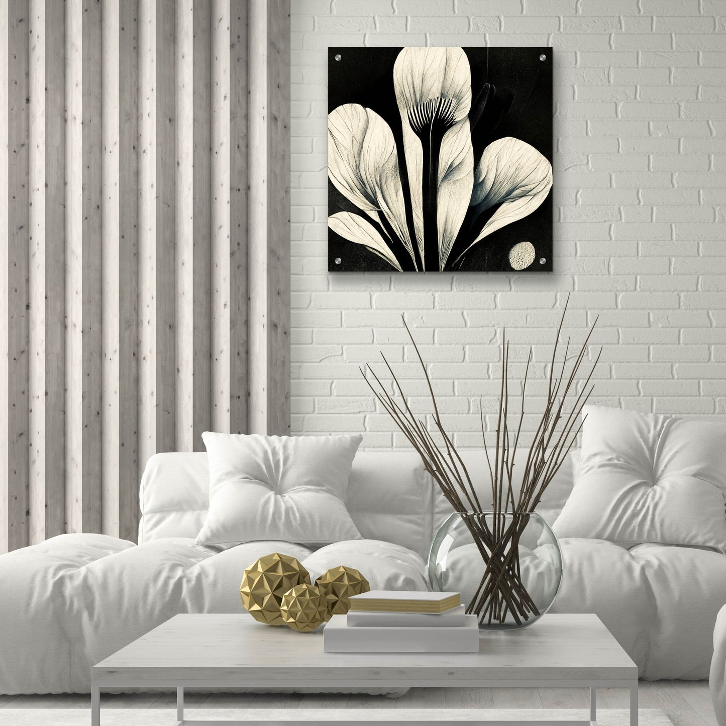 Epic Art 'Flowers Black White 13' by Ray Heere, Acrylic Glass Wall Art,24x24