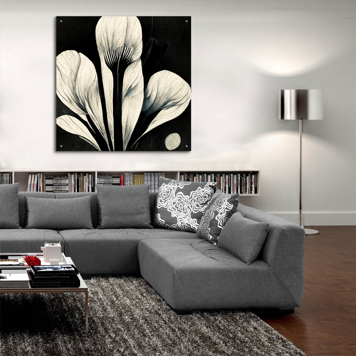 Epic Art 'Flowers Black White 13' by Ray Heere, Acrylic Glass Wall Art,36x36