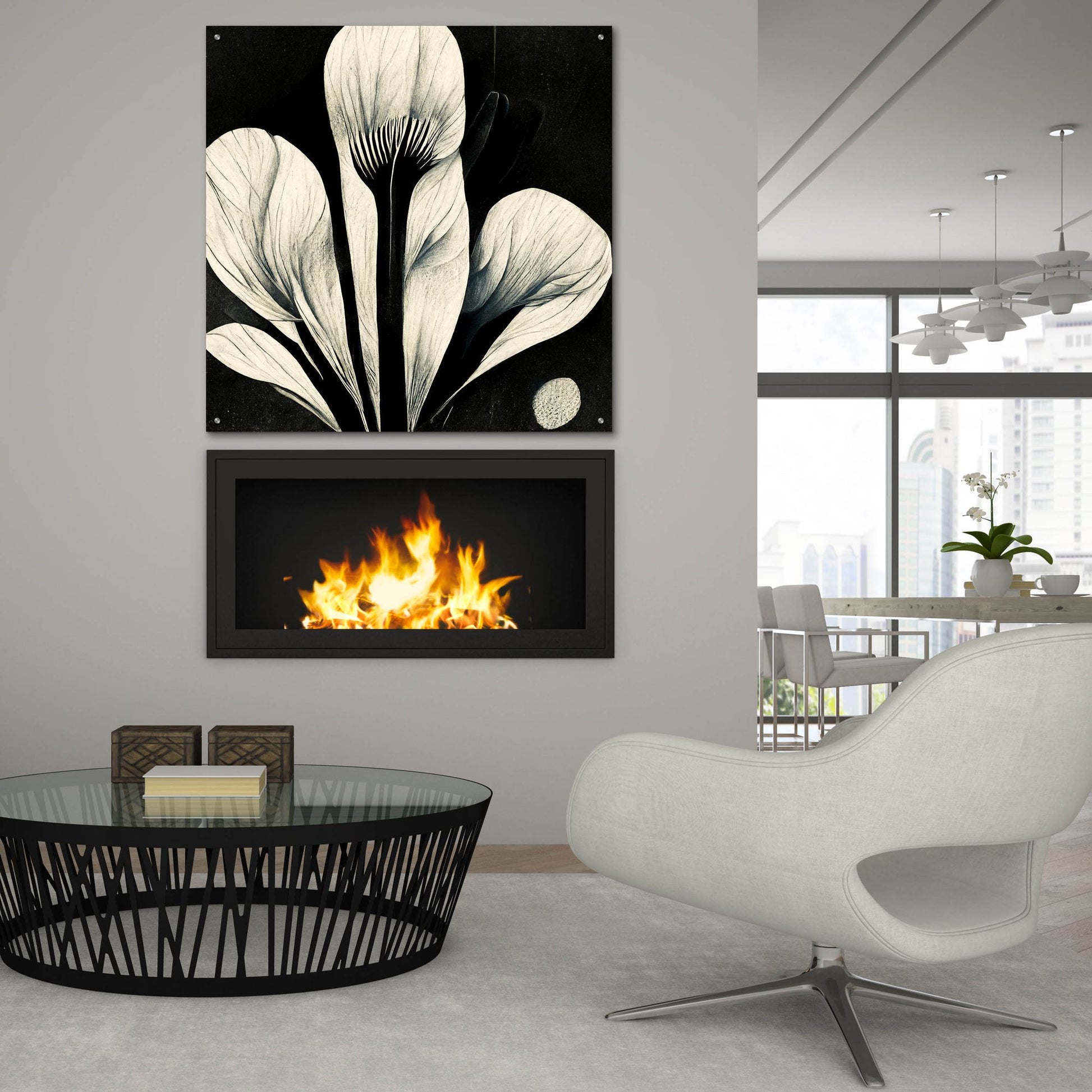 Epic Art 'Flowers Black White 13' by Ray Heere, Acrylic Glass Wall Art,36x36