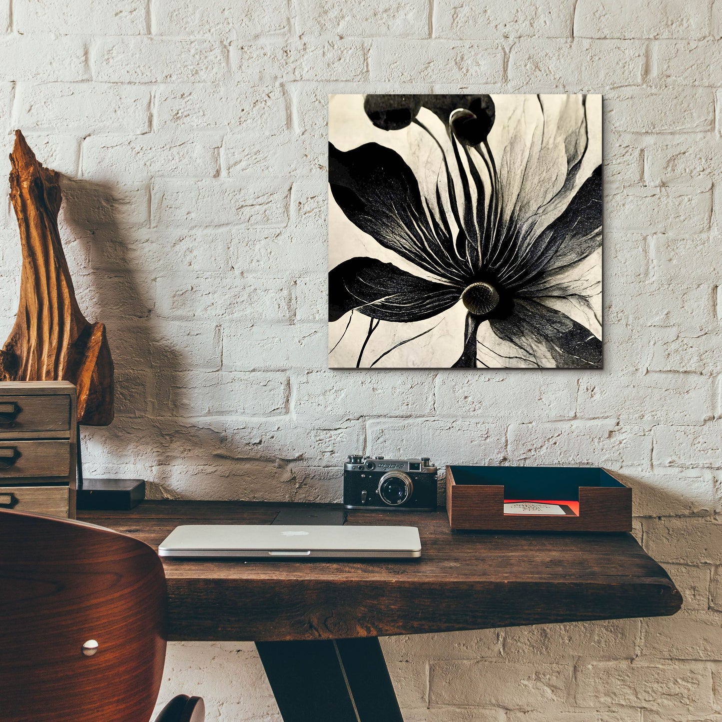 Epic Art 'Flowers Black White 14' by Ray Heere, Acrylic Glass Wall Art,12x12