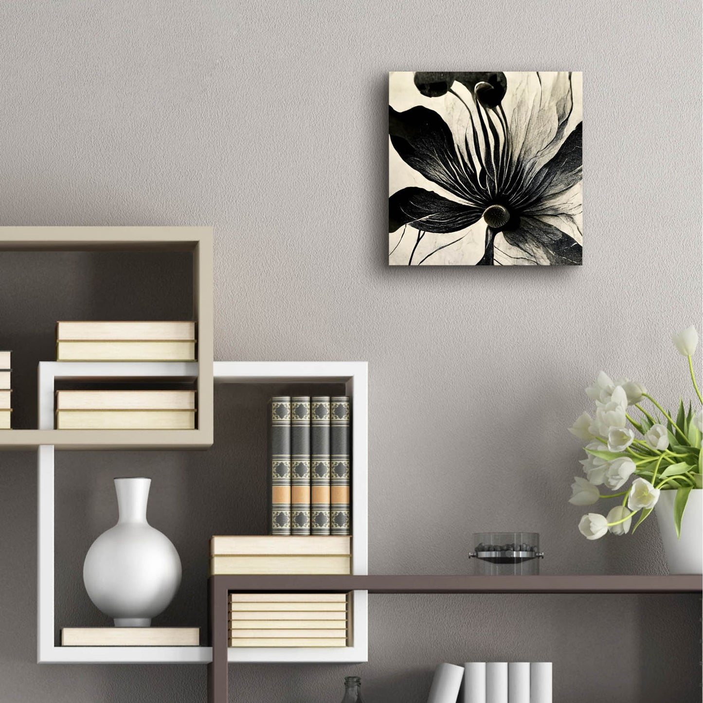 Epic Art 'Flowers Black White 14' by Ray Heere, Acrylic Glass Wall Art,12x12