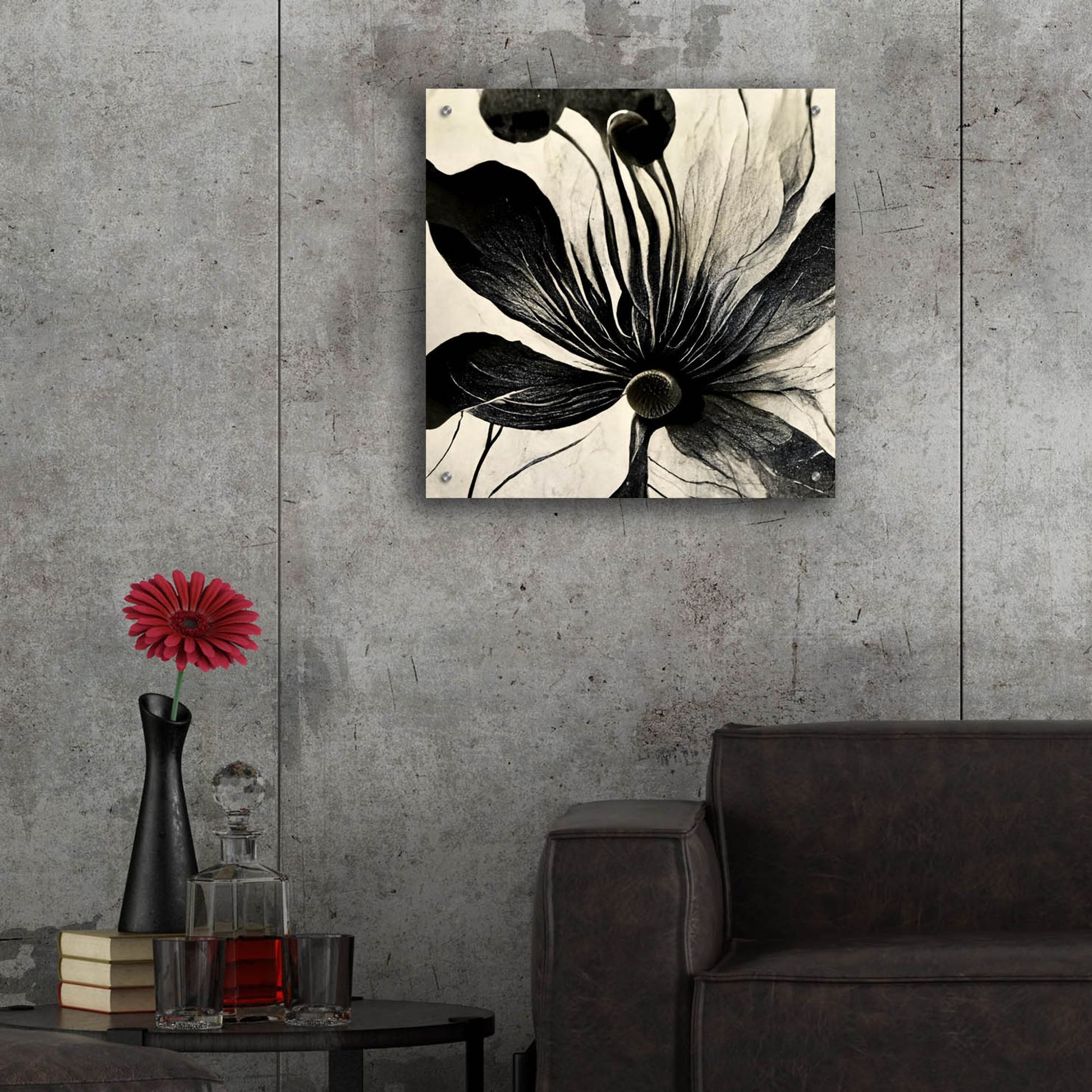 Epic Art 'Flowers Black White 14' by Ray Heere, Acrylic Glass Wall Art,24x24