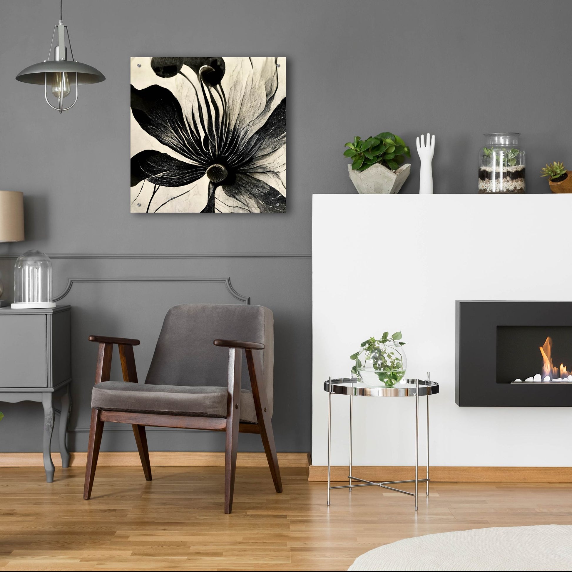 Epic Art 'Flowers Black White 14' by Ray Heere, Acrylic Glass Wall Art,24x24