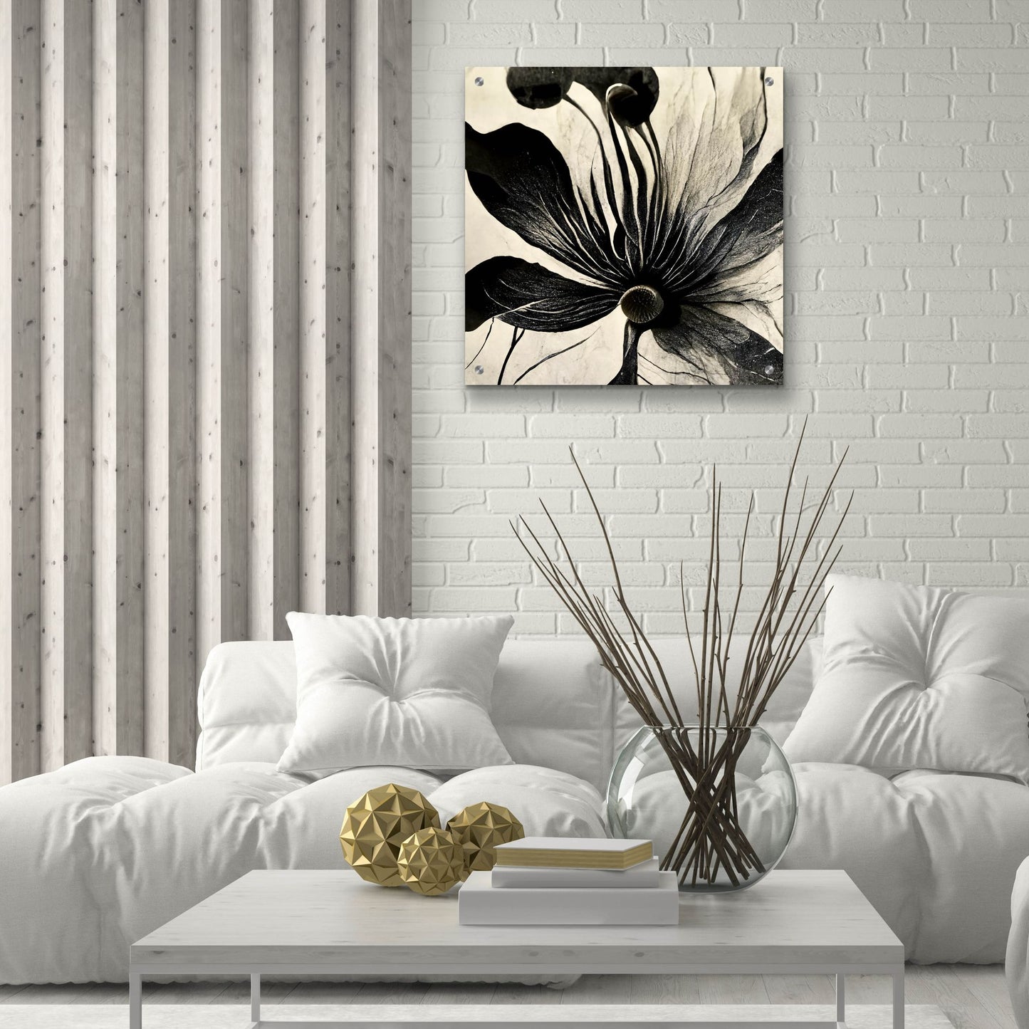 Epic Art 'Flowers Black White 14' by Ray Heere, Acrylic Glass Wall Art,24x24