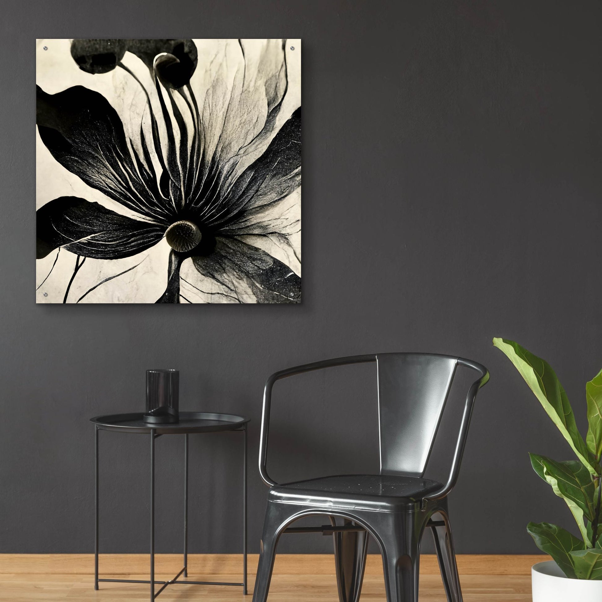 Epic Art 'Flowers Black White 14' by Ray Heere, Acrylic Glass Wall Art,36x36