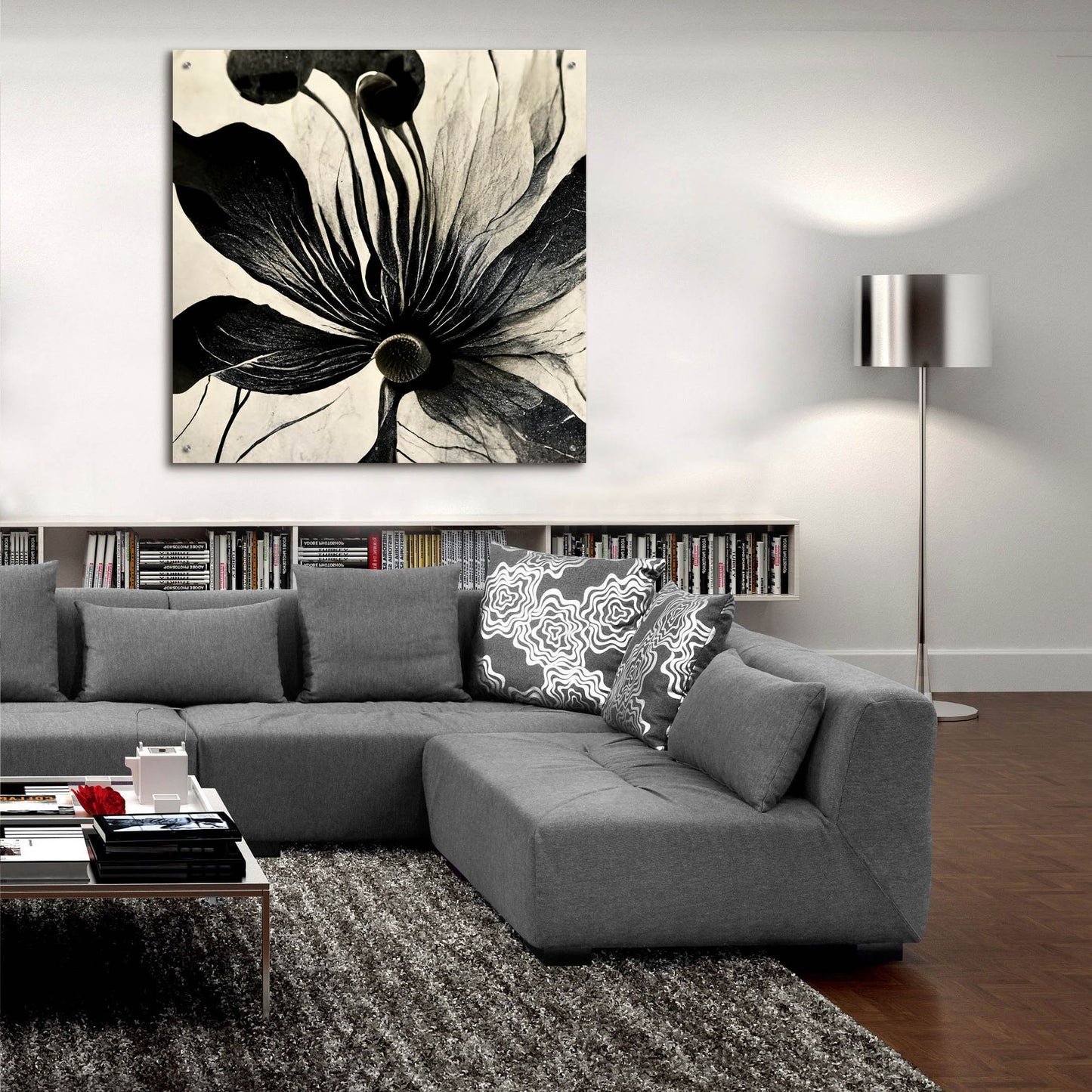 Epic Art 'Flowers Black White 14' by Ray Heere, Acrylic Glass Wall Art,36x36