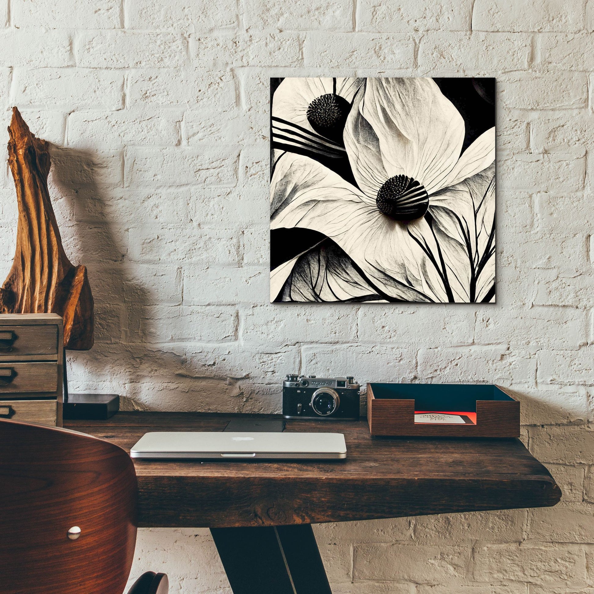 Epic Art 'Flowers Black White 15' by Ray Heere, Acrylic Glass Wall Art,12x12