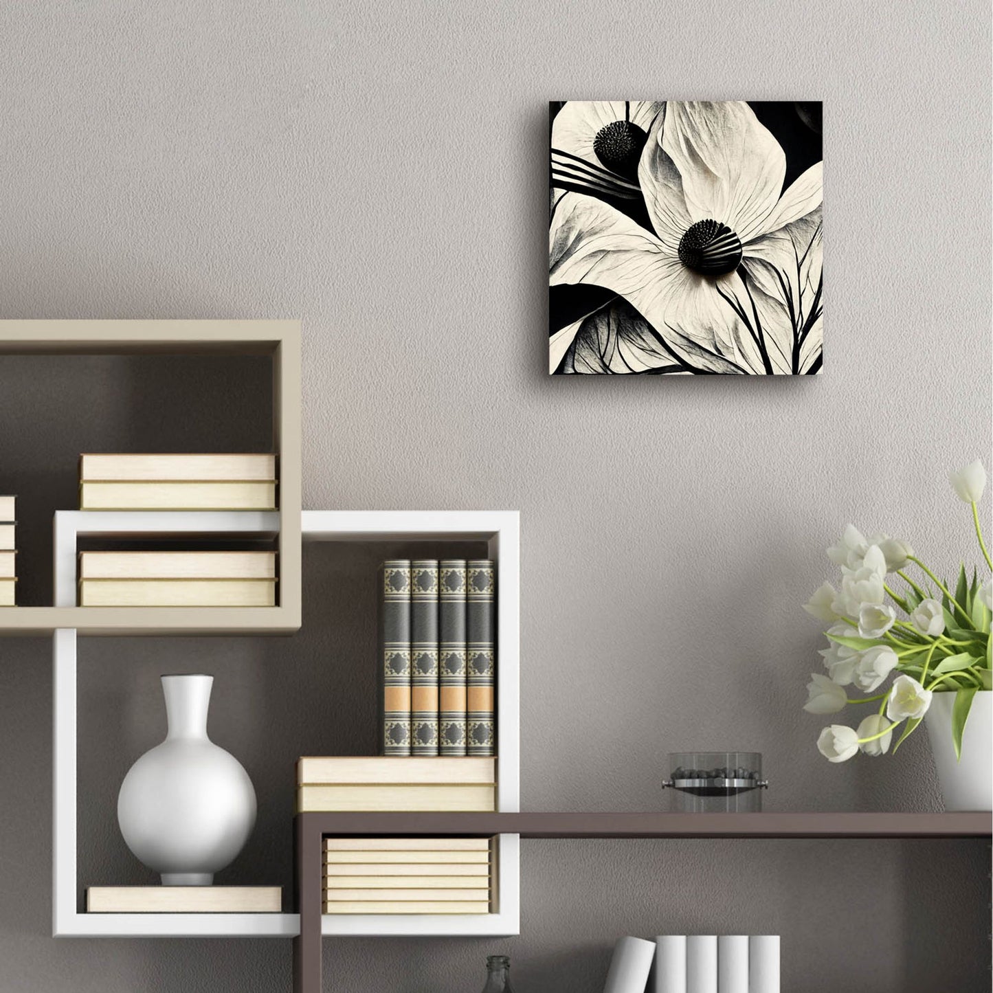 Epic Art 'Flowers Black White 15' by Ray Heere, Acrylic Glass Wall Art,12x12