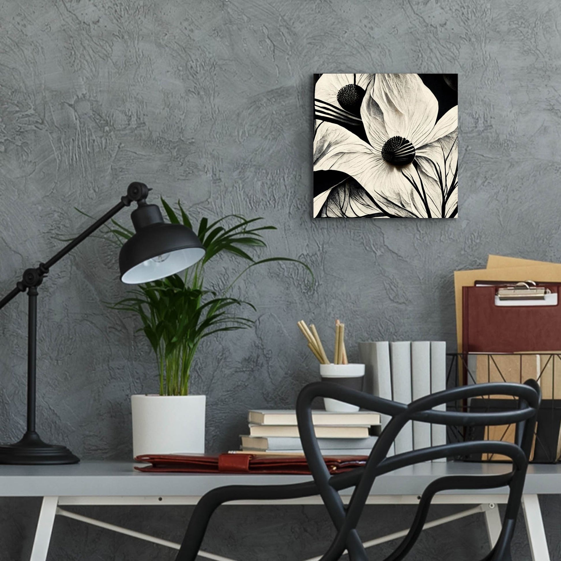 Epic Art 'Flowers Black White 15' by Ray Heere, Acrylic Glass Wall Art,12x12