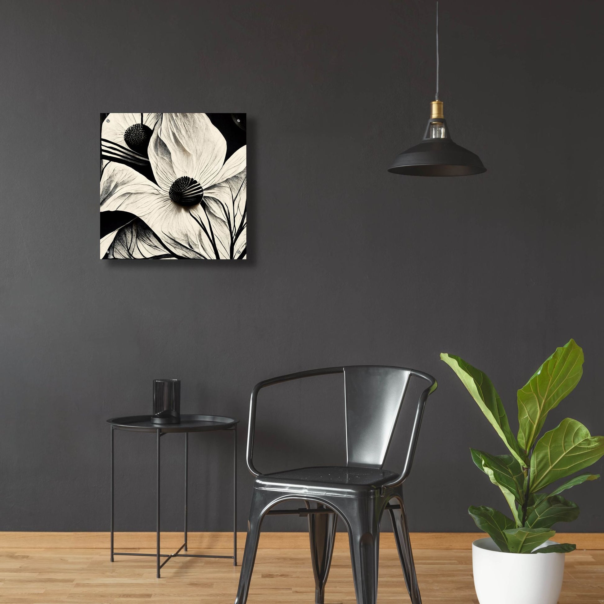 Epic Art 'Flowers Black White 15' by Ray Heere, Acrylic Glass Wall Art,24x24