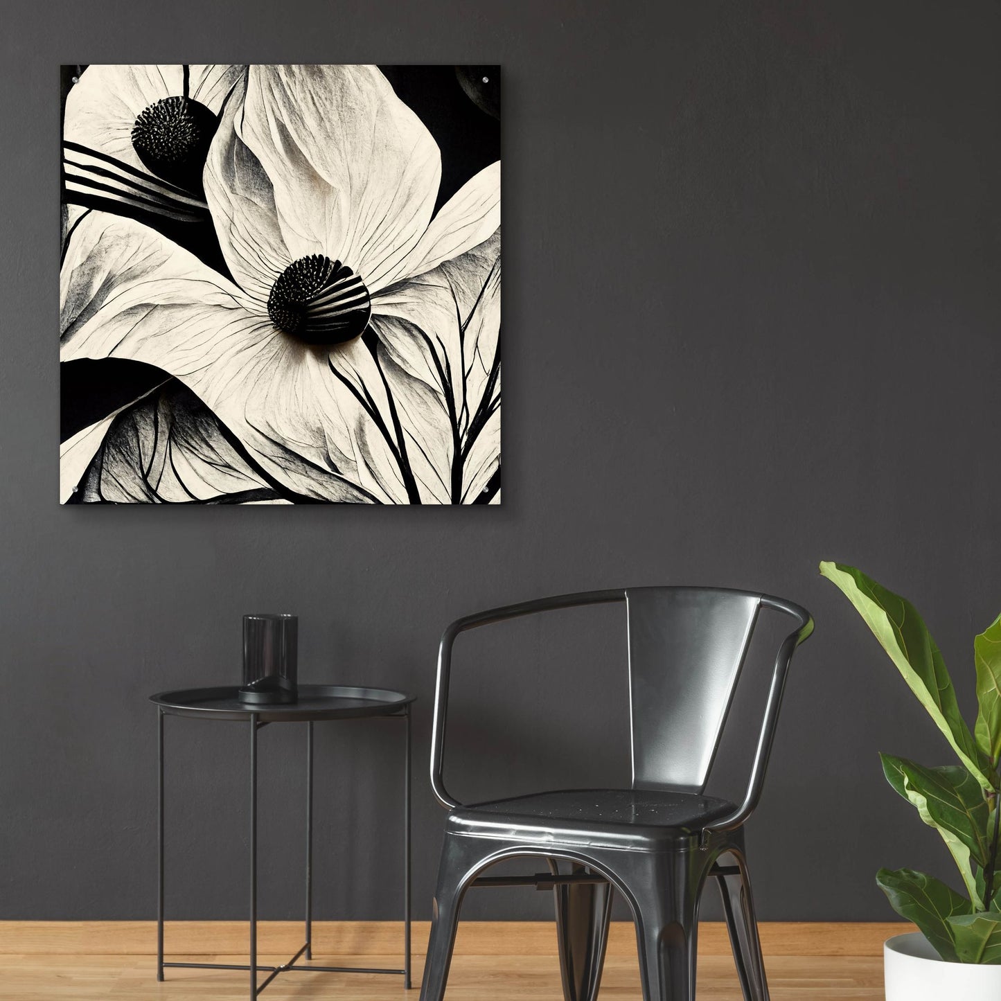 Epic Art 'Flowers Black White 15' by Ray Heere, Acrylic Glass Wall Art,36x36