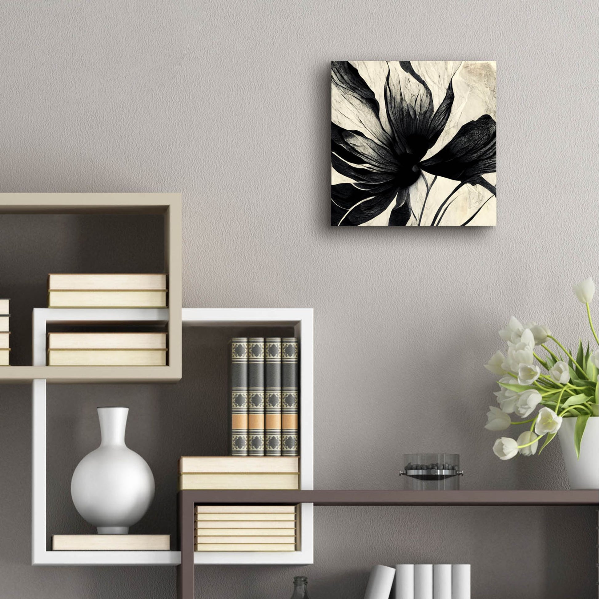 Epic Art 'Flowers Black White 16' by Ray Heere, Acrylic Glass Wall Art,12x12