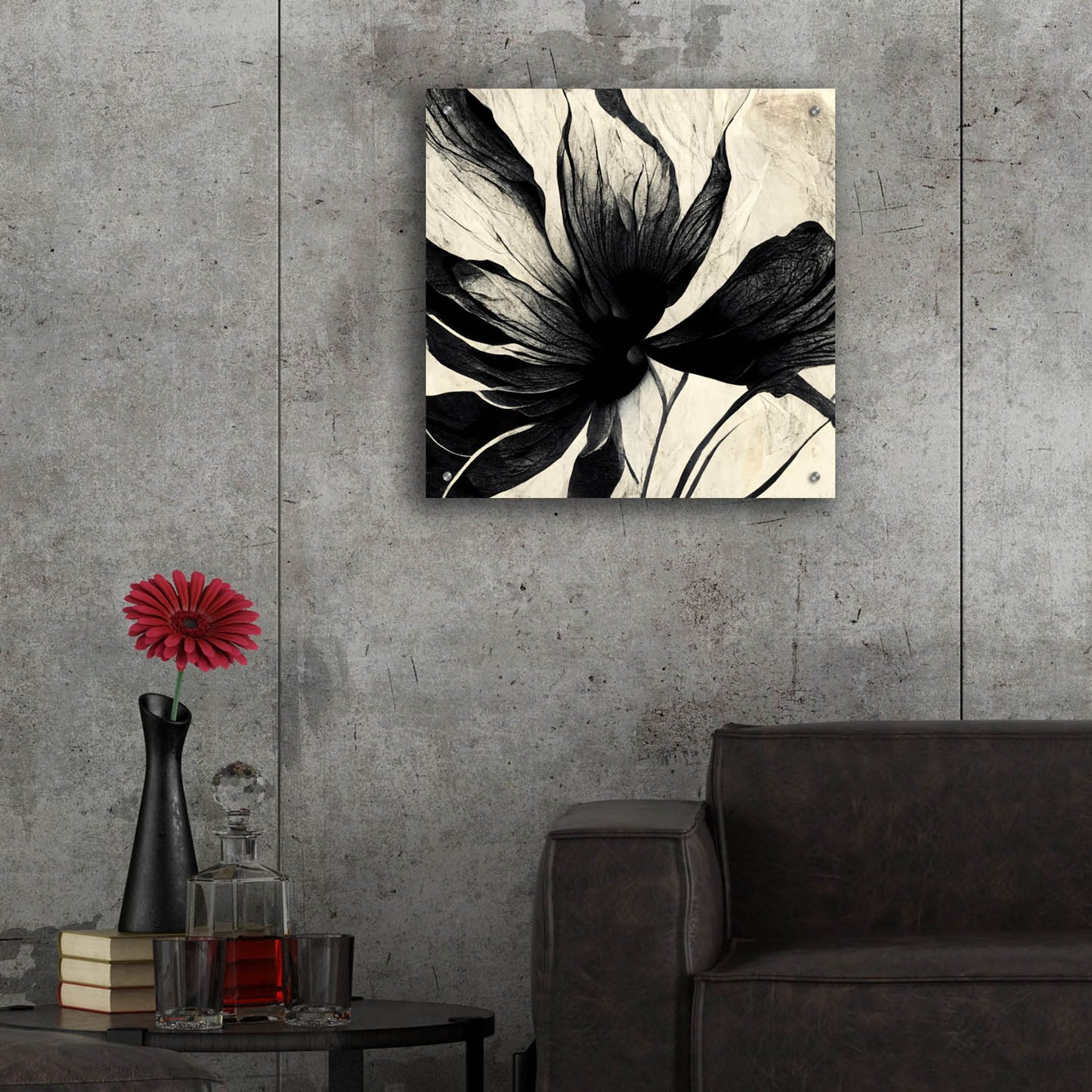 Epic Art 'Flowers Black White 16' by Ray Heere, Acrylic Glass Wall Art,24x24