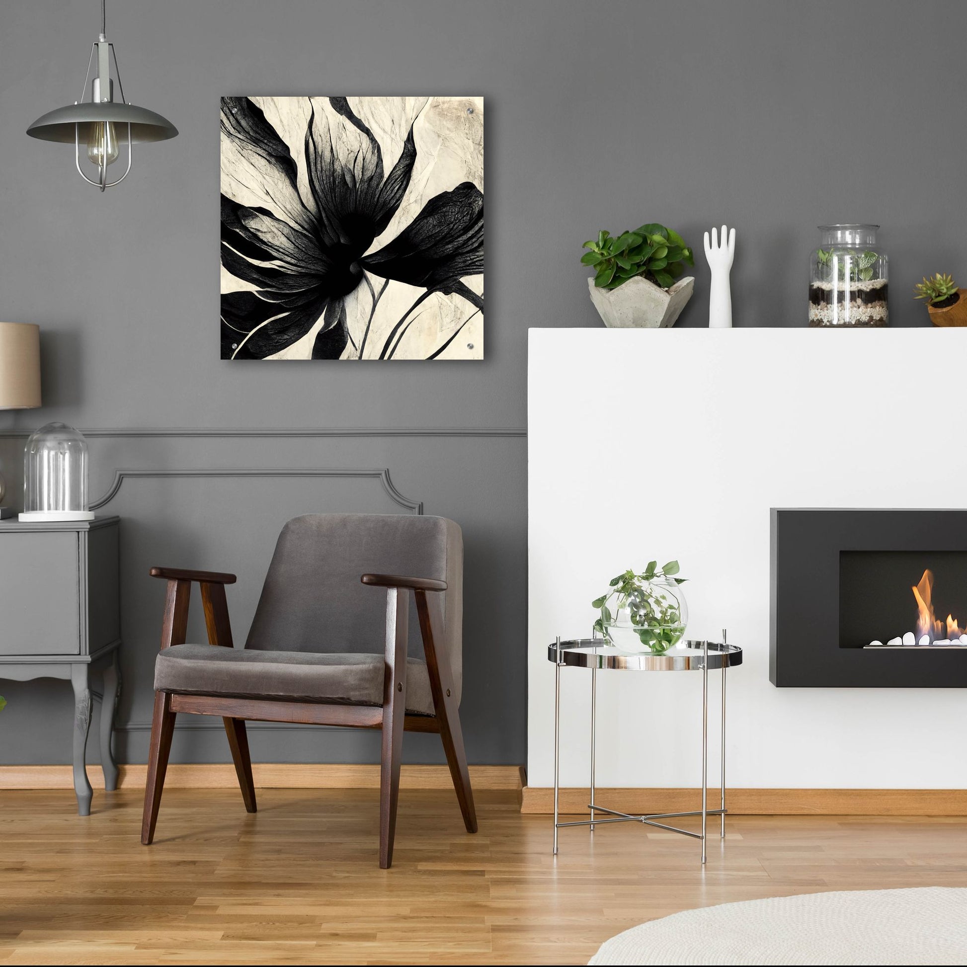 Epic Art 'Flowers Black White 16' by Ray Heere, Acrylic Glass Wall Art,24x24