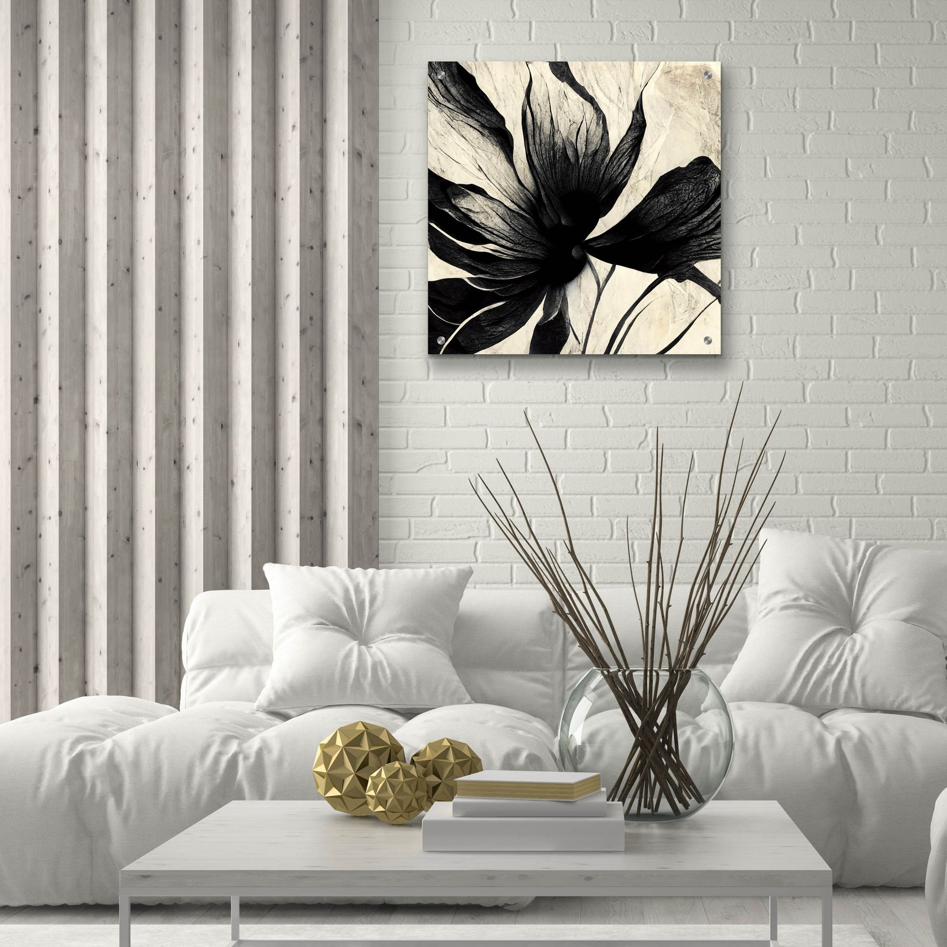 Epic Art 'Flowers Black White 16' by Ray Heere, Acrylic Glass Wall Art,24x24