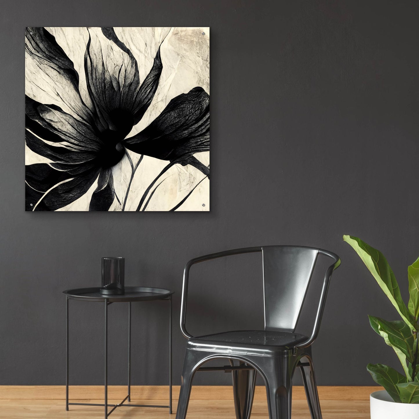 Epic Art 'Flowers Black White 16' by Ray Heere, Acrylic Glass Wall Art,36x36