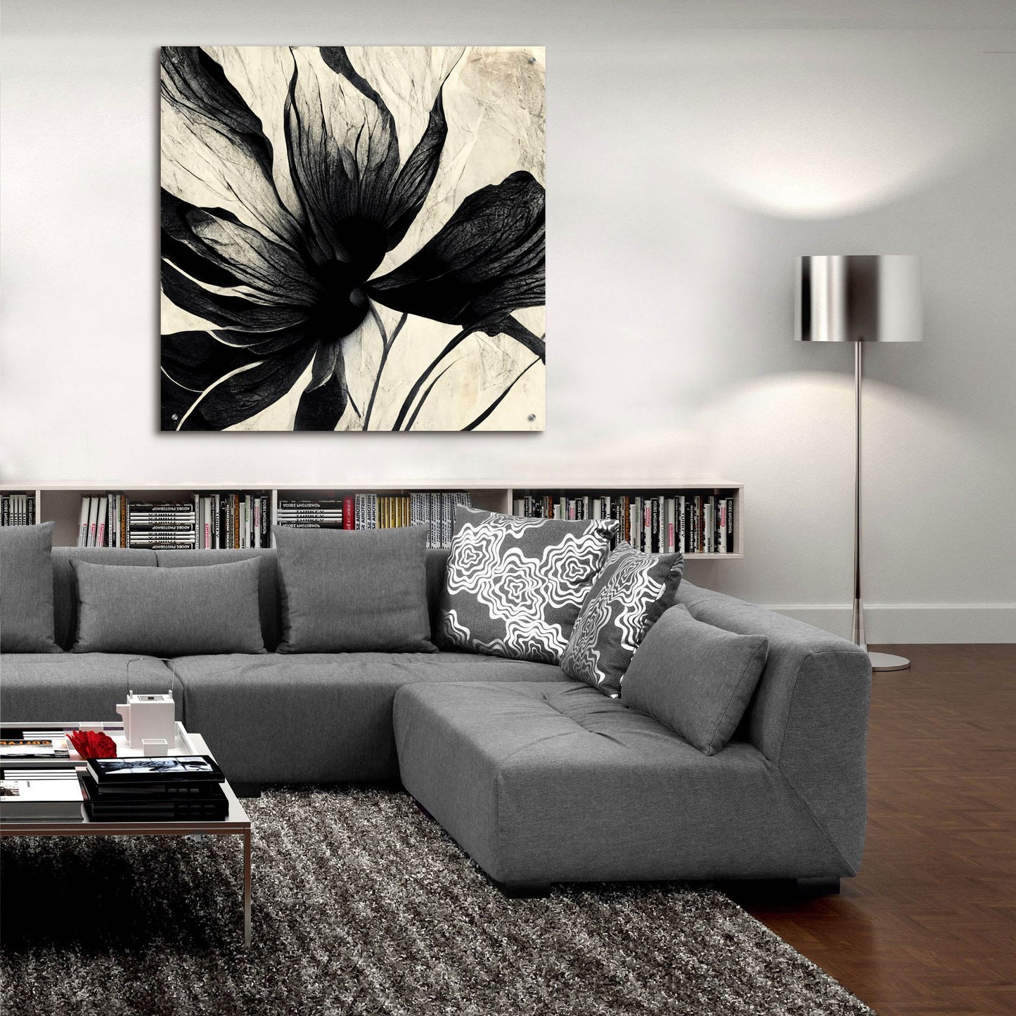 Epic Art 'Flowers Black White 16' by Ray Heere, Acrylic Glass Wall Art,36x36