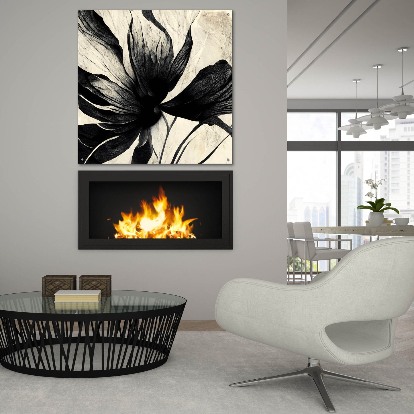 Epic Art 'Flowers Black White 16' by Ray Heere, Acrylic Glass Wall Art,36x36