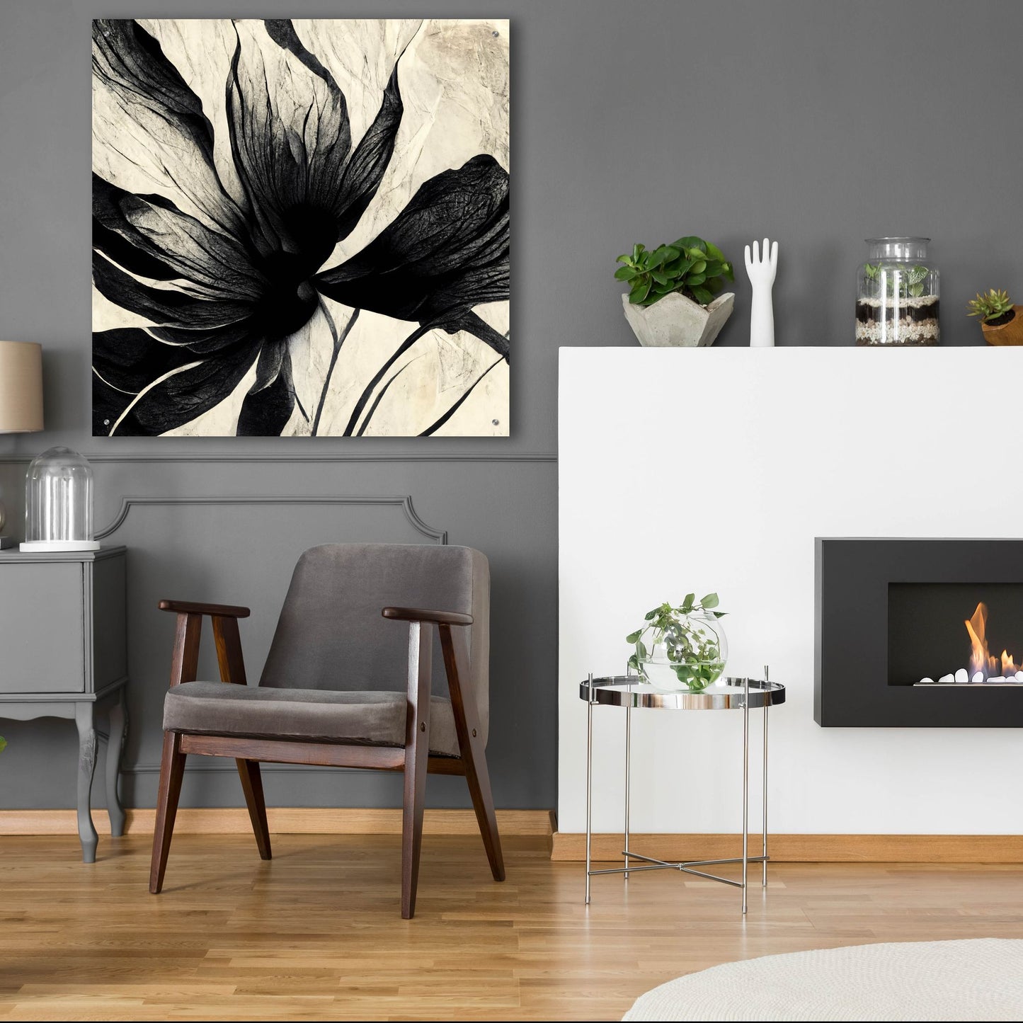 Epic Art 'Flowers Black White 16' by Ray Heere, Acrylic Glass Wall Art,36x36