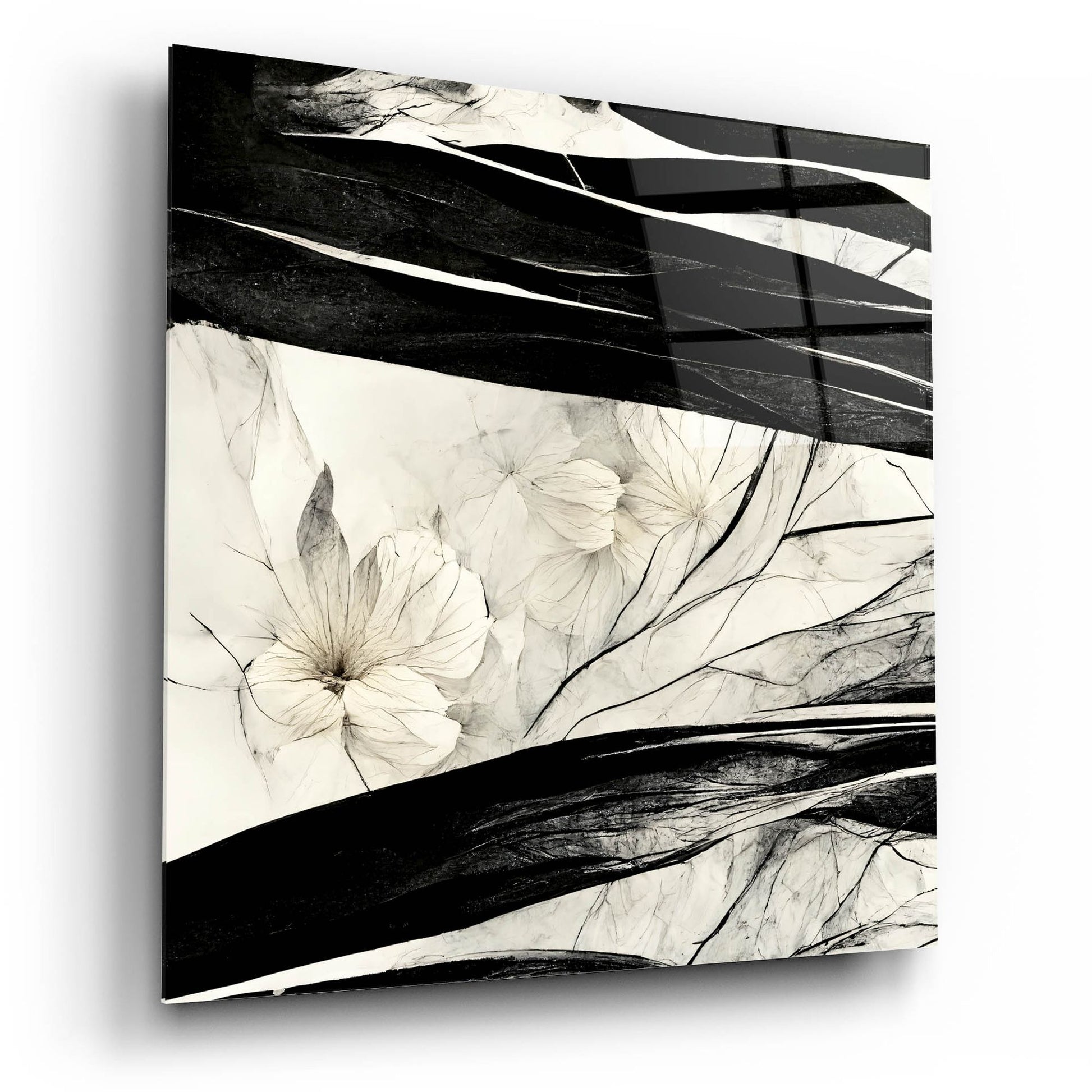 Epic Art 'Flowers Black White 17' by Ray Heere, Acrylic Glass Wall Art,12x12