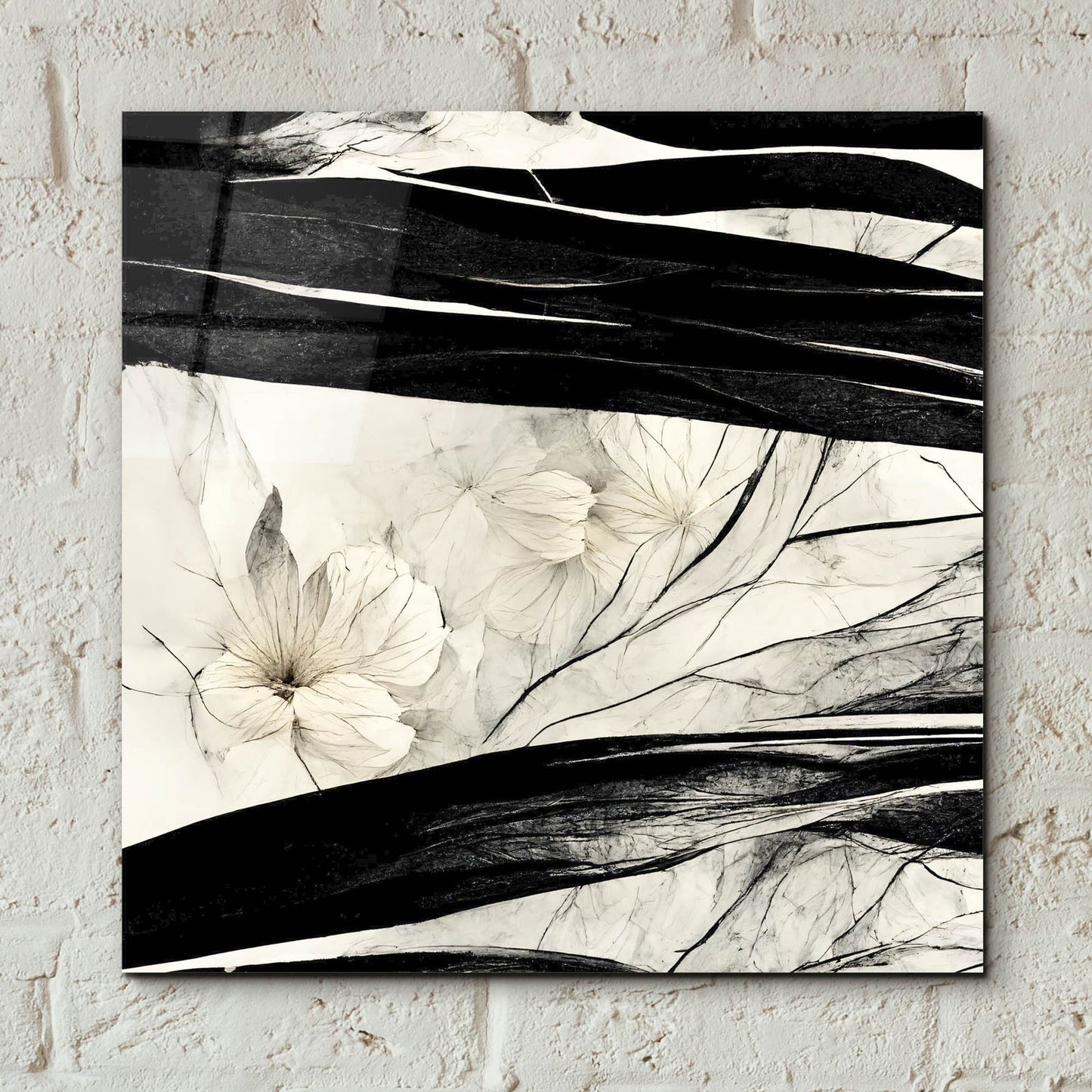 Epic Art 'Flowers Black White 17' by Ray Heere, Acrylic Glass Wall Art,12x12