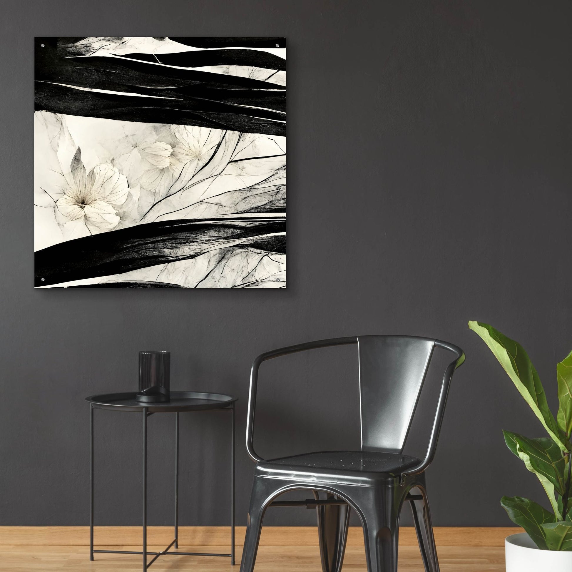 Epic Art 'Flowers Black White 17' by Ray Heere, Acrylic Glass Wall Art,36x36