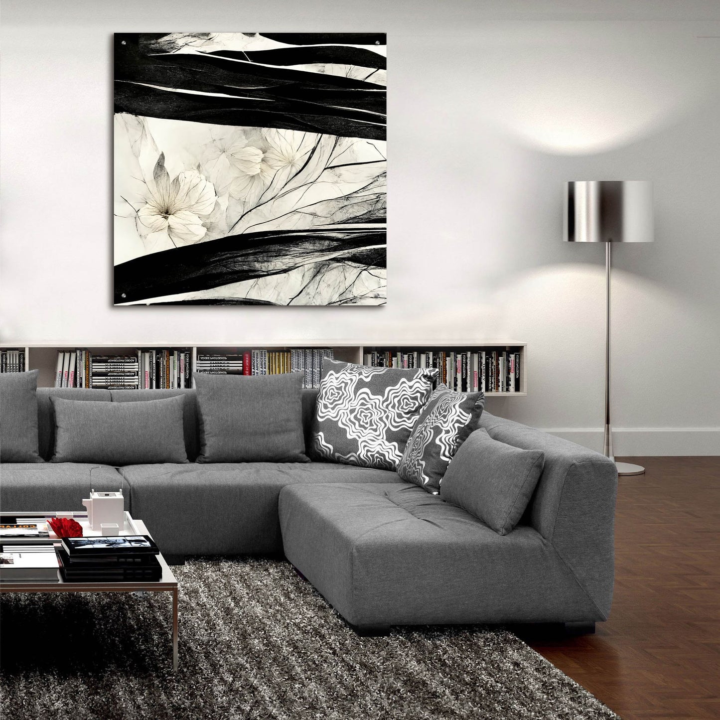 Epic Art 'Flowers Black White 17' by Ray Heere, Acrylic Glass Wall Art,36x36