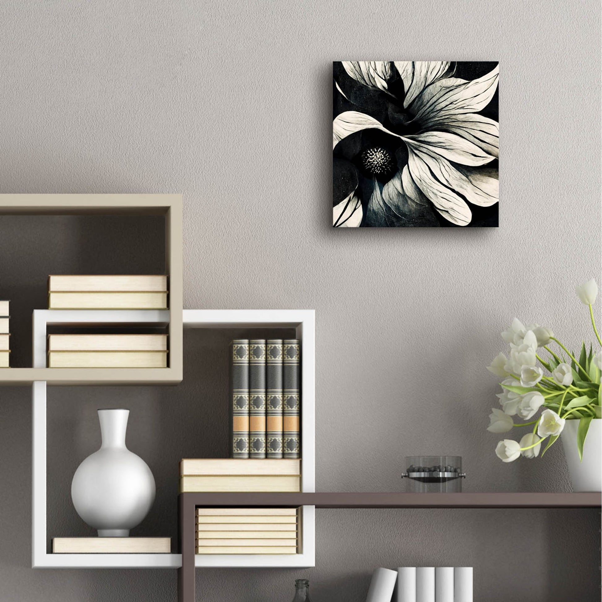 Epic Art 'Flowers Black White 18' by Ray Heere, Acrylic Glass Wall Art,12x12