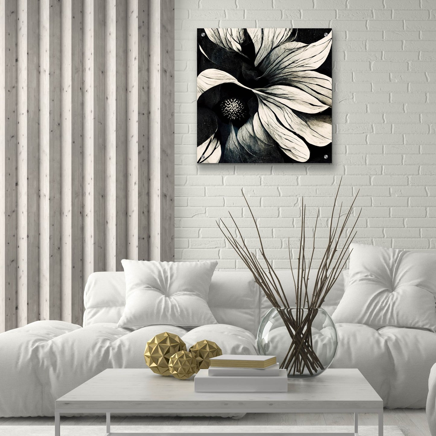 Epic Art 'Flowers Black White 18' by Ray Heere, Acrylic Glass Wall Art,24x24