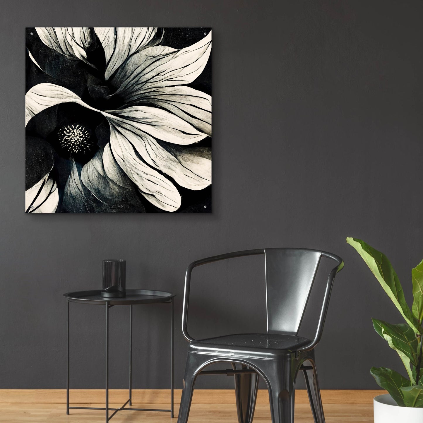 Epic Art 'Flowers Black White 18' by Ray Heere, Acrylic Glass Wall Art,36x36