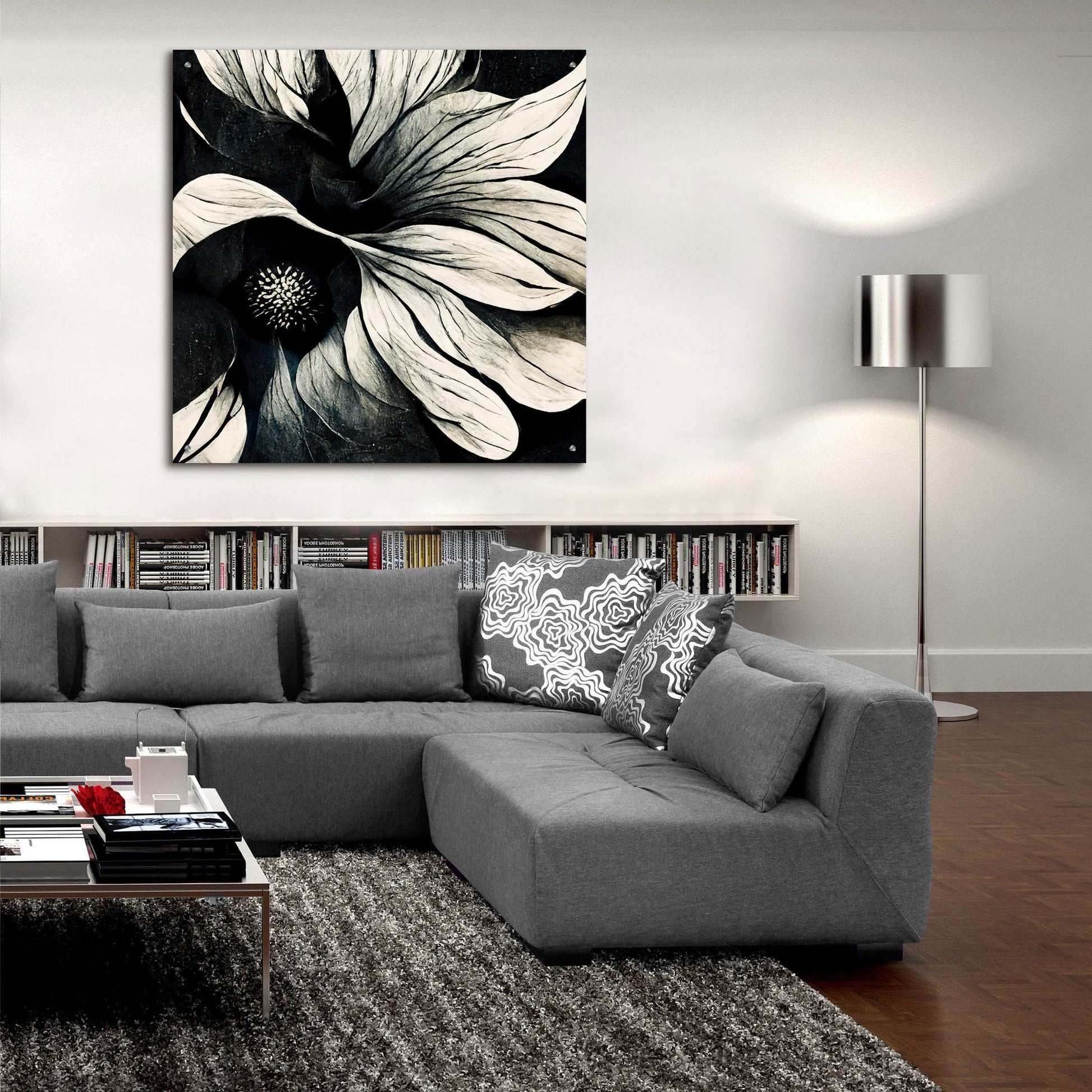 Epic Art 'Flowers Black White 18' by Ray Heere, Acrylic Glass Wall Art,36x36