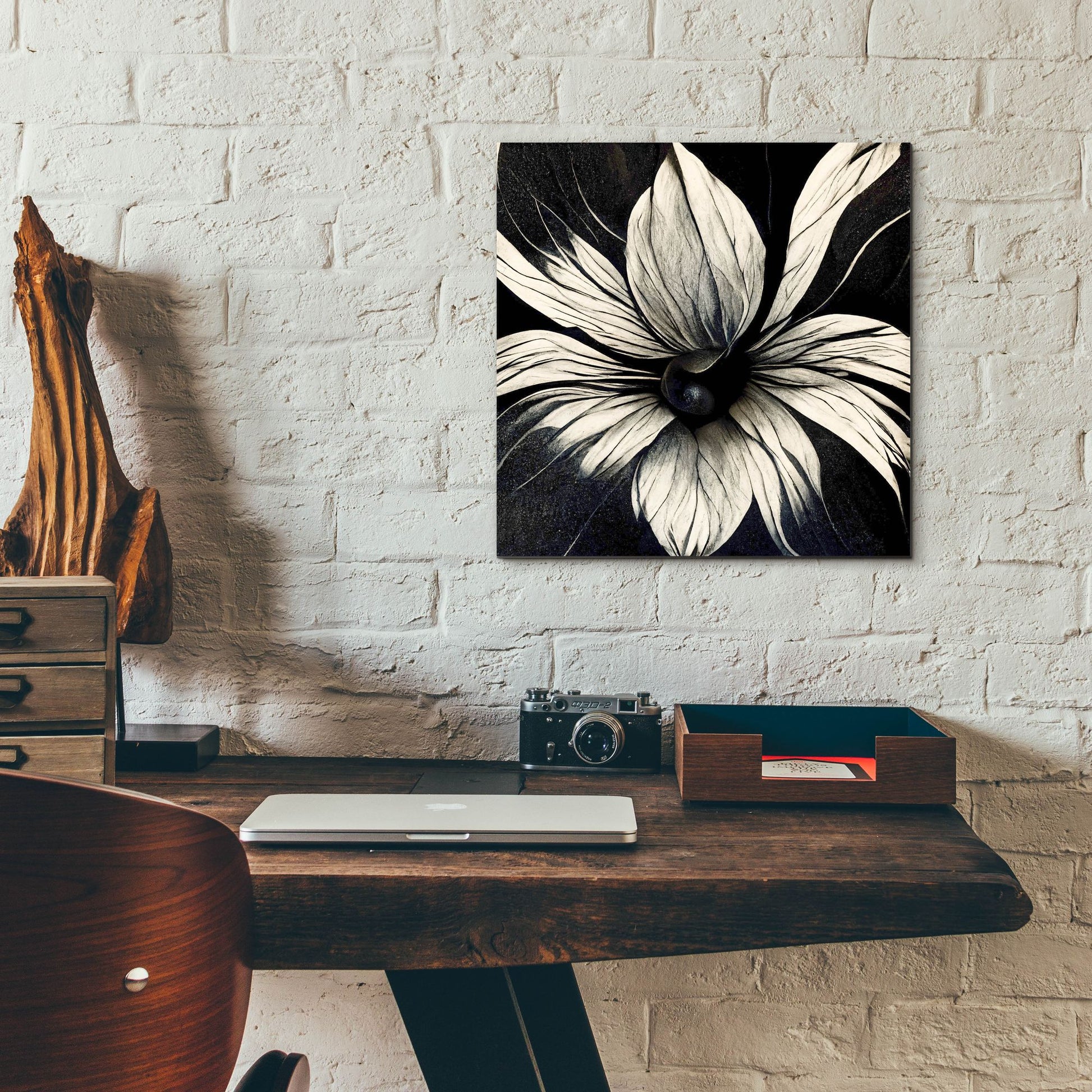 Epic Art 'Flowers Black White 19' by Ray Heere, Acrylic Glass Wall Art,12x12