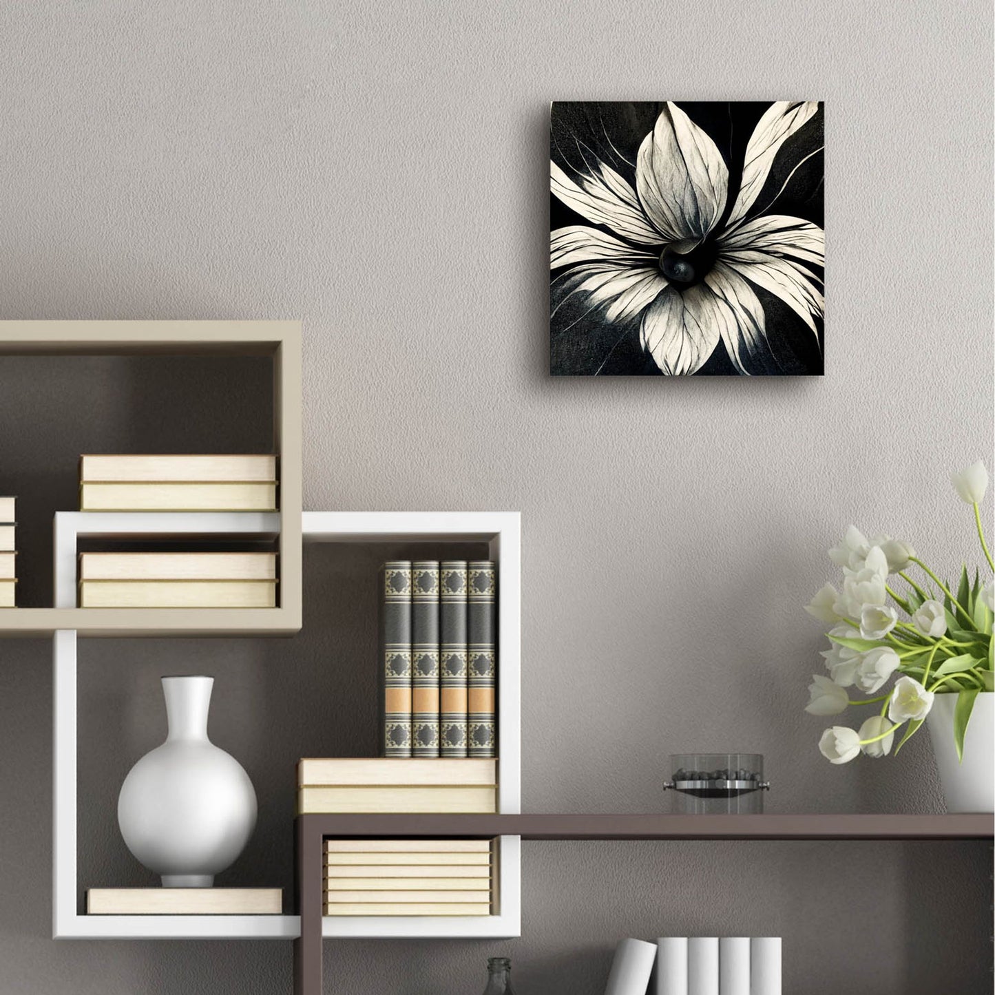 Epic Art 'Flowers Black White 19' by Ray Heere, Acrylic Glass Wall Art,12x12