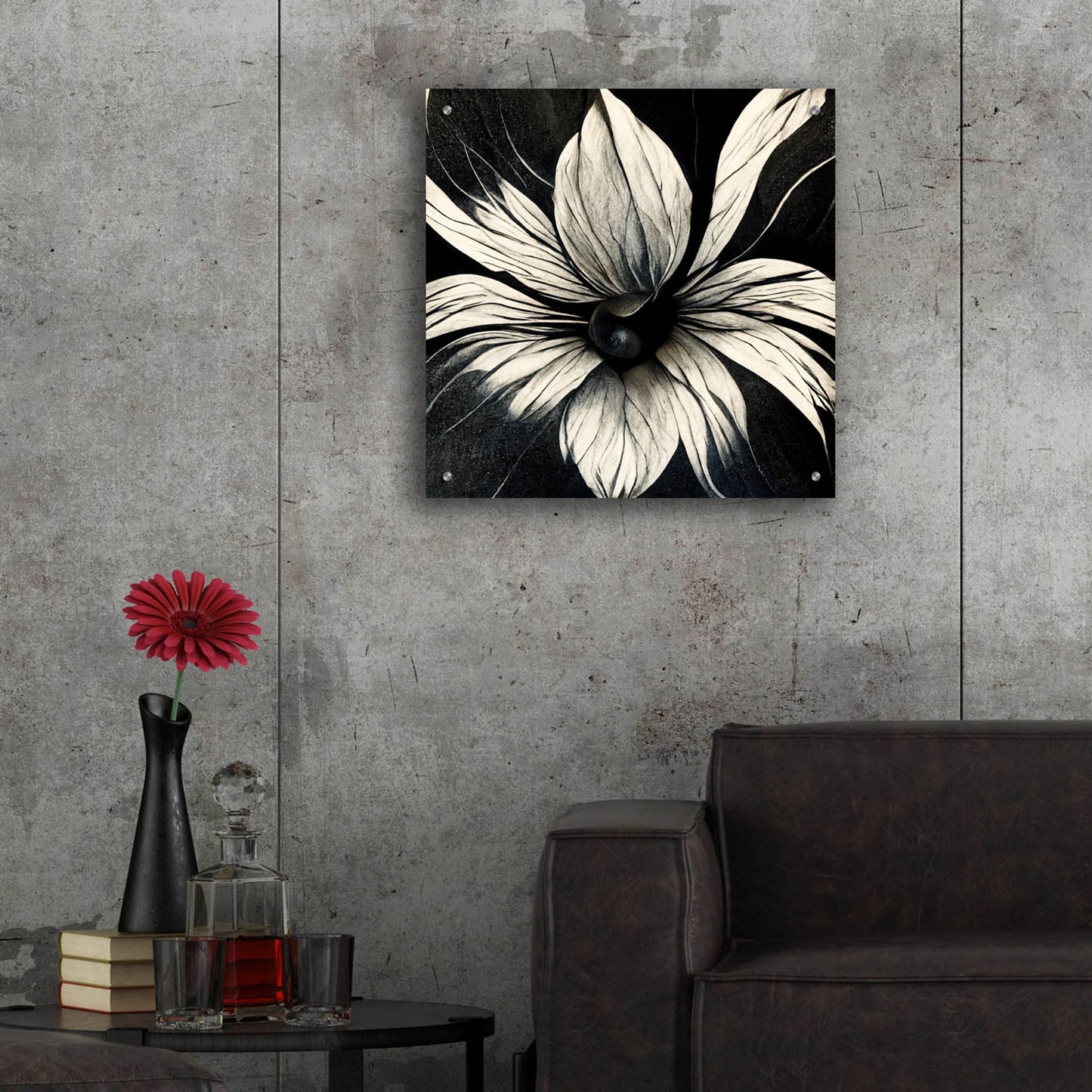 Epic Art 'Flowers Black White 19' by Ray Heere, Acrylic Glass Wall Art,24x24