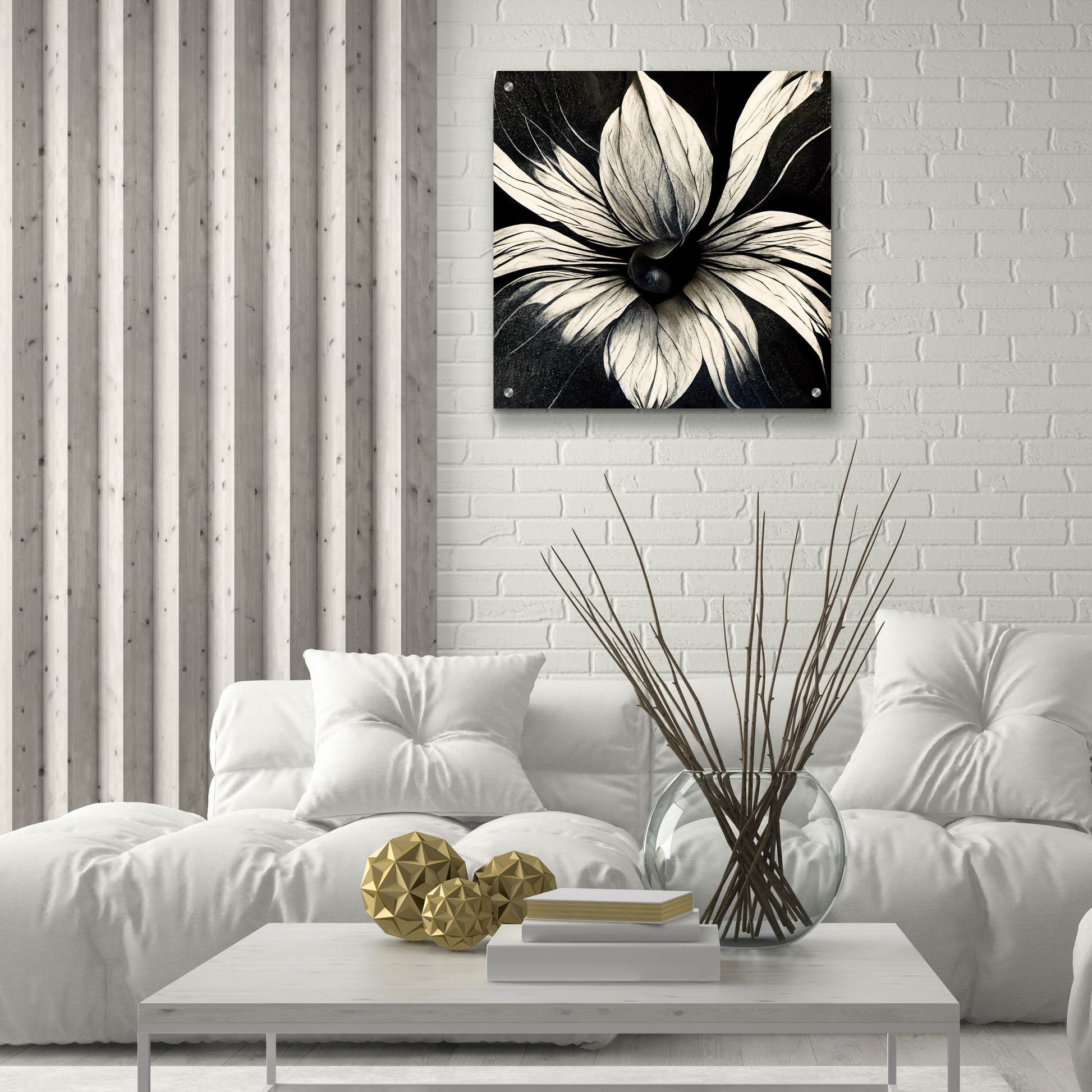 Epic Art 'Flowers Black White 19' by Ray Heere, Acrylic Glass Wall Art,24x24