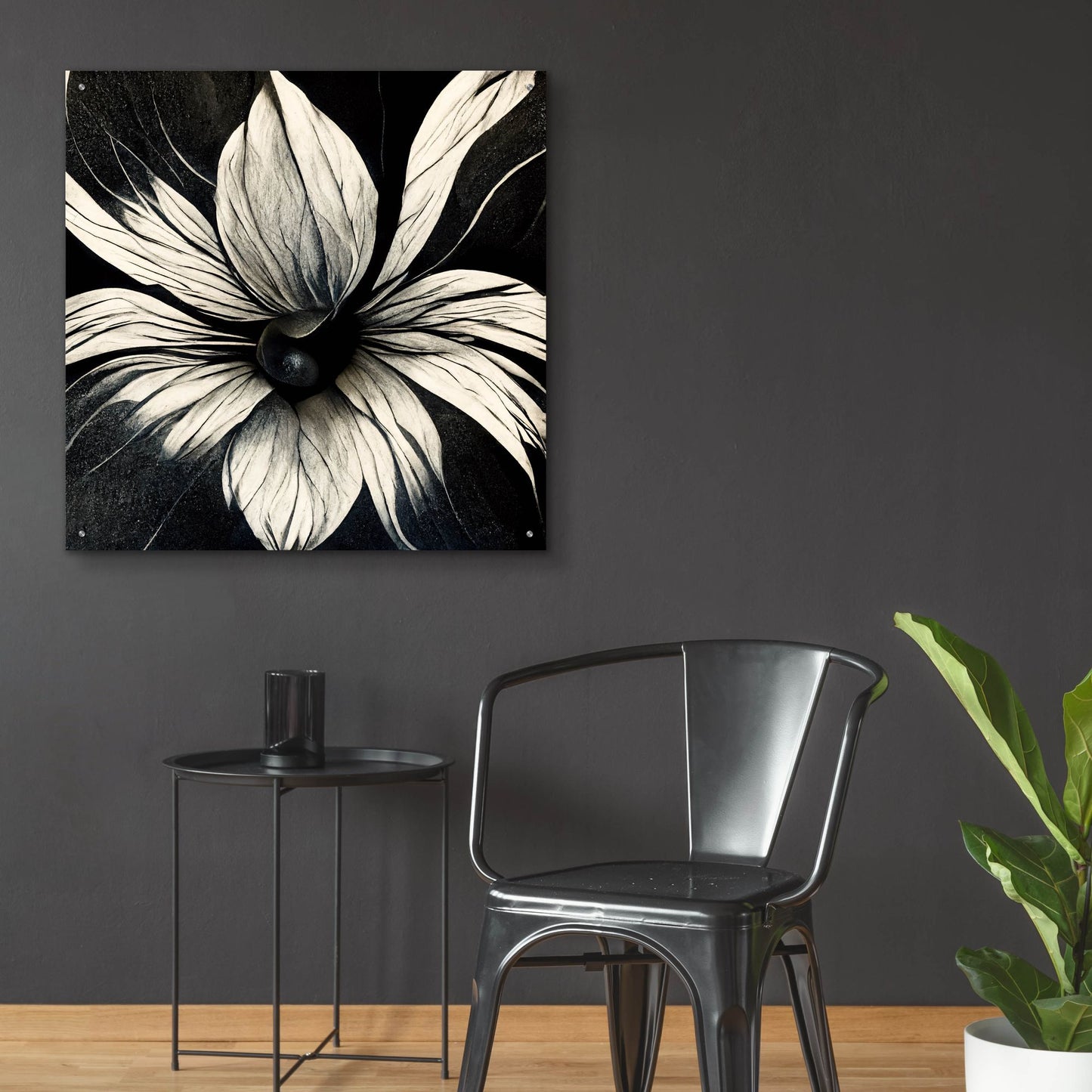 Epic Art 'Flowers Black White 19' by Ray Heere, Acrylic Glass Wall Art,36x36