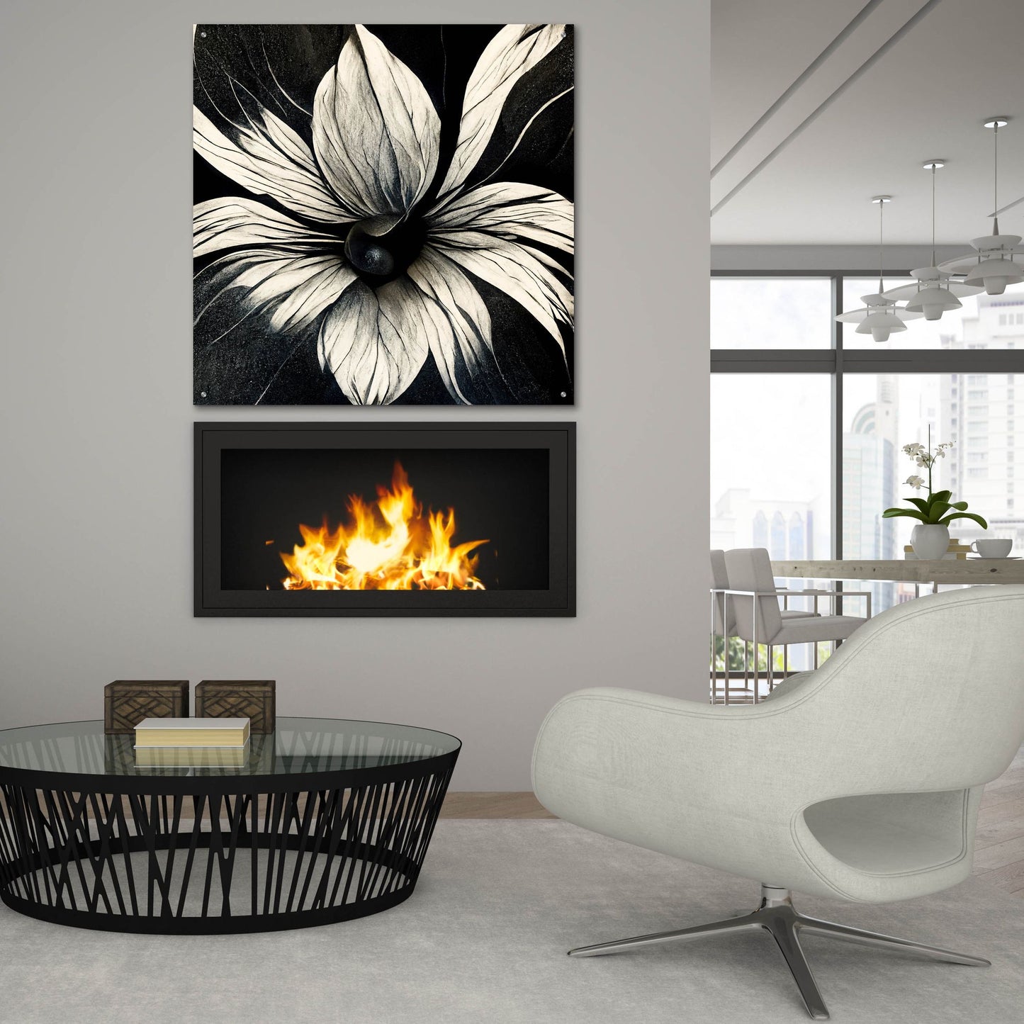 Epic Art 'Flowers Black White 19' by Ray Heere, Acrylic Glass Wall Art,36x36