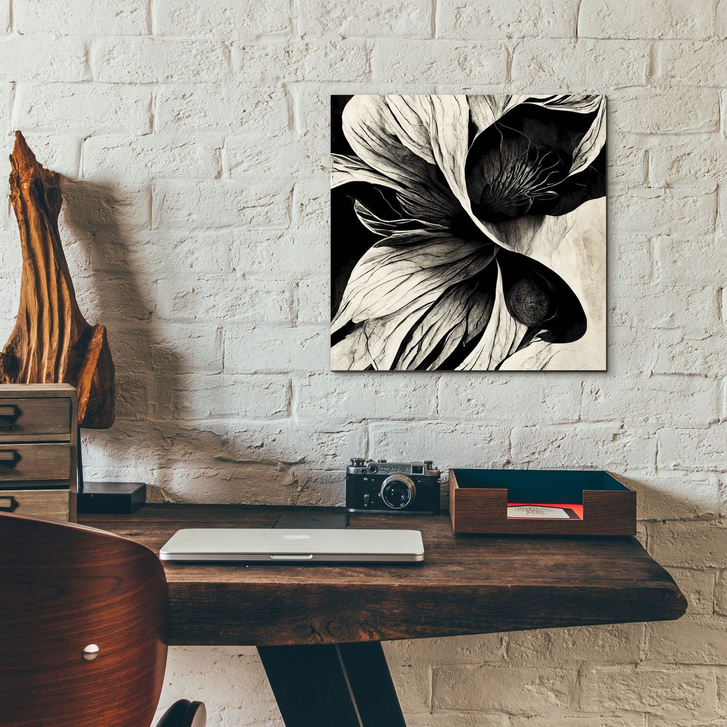 Epic Art 'Flowers Black White 20' by Ray Heere, Acrylic Glass Wall Art,12x12