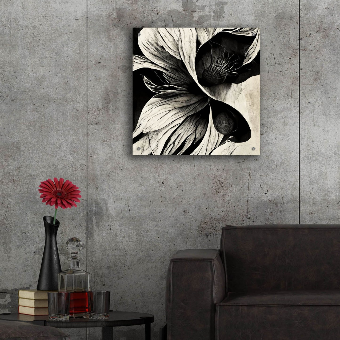 Epic Art 'Flowers Black White 20' by Ray Heere, Acrylic Glass Wall Art,24x24