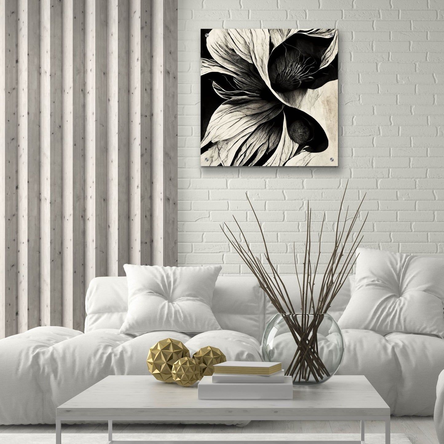 Epic Art 'Flowers Black White 20' by Ray Heere, Acrylic Glass Wall Art,24x24